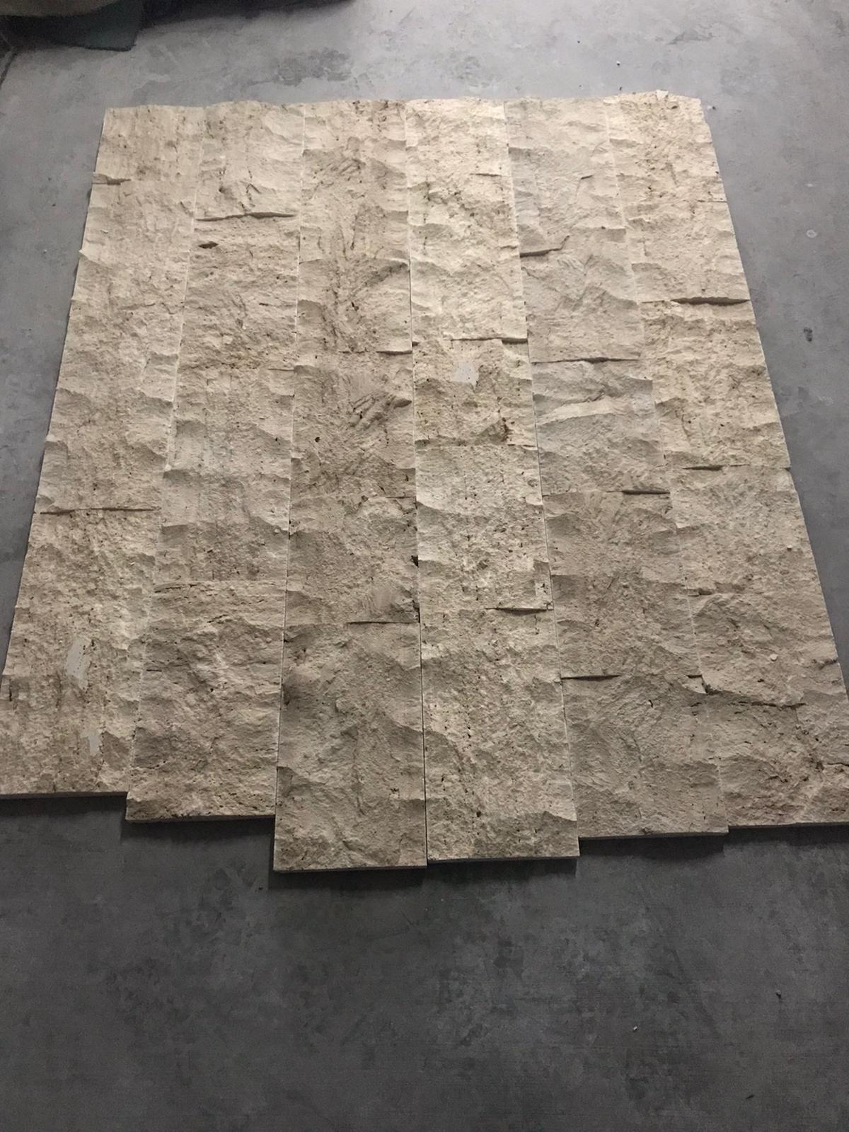 Light Traverten patlatma yüzey şerit panel, ürün sergileme