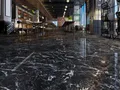 Alanya Siyahı Mermer cilalı zemin uygulaması, ticari mekan kafe ve restoran