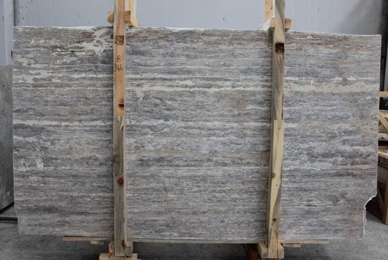 Silver Traverten damar kesim fabrika plakası, üçüncü örnek