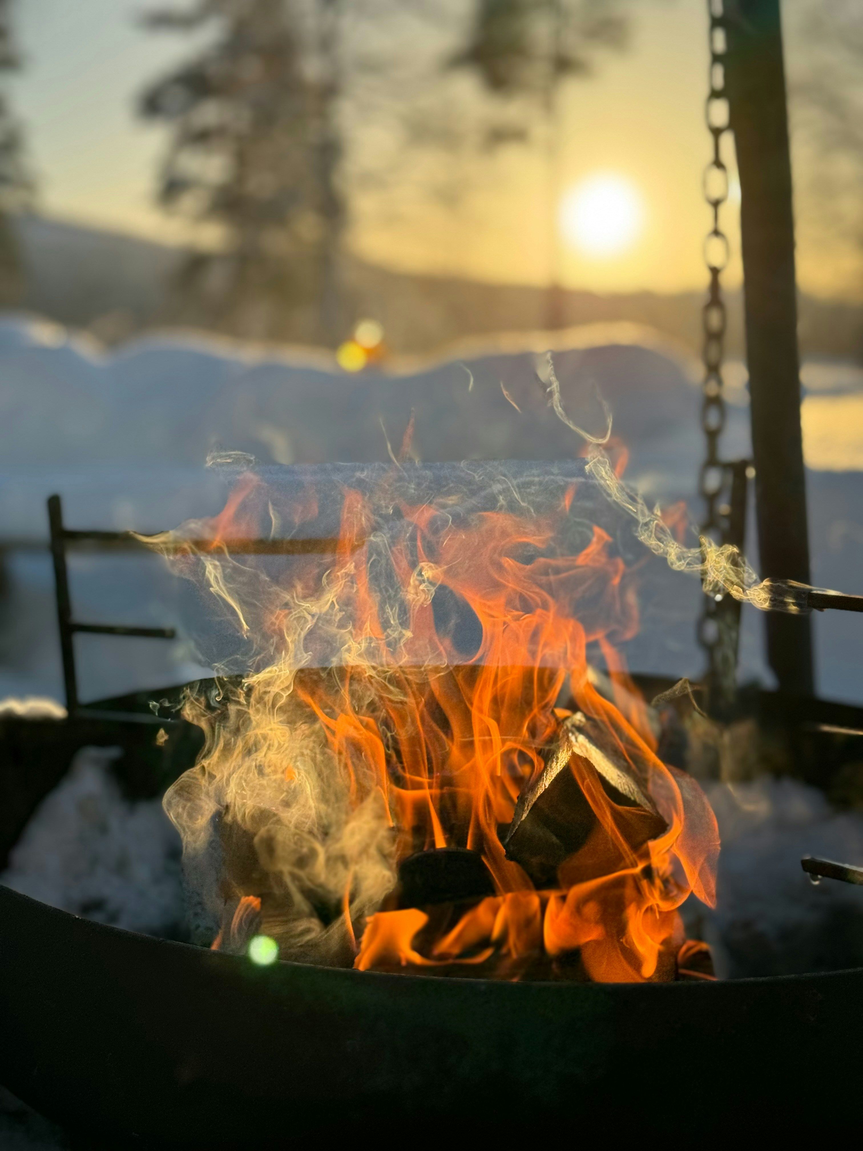 Campfire and storytelling about the fjord