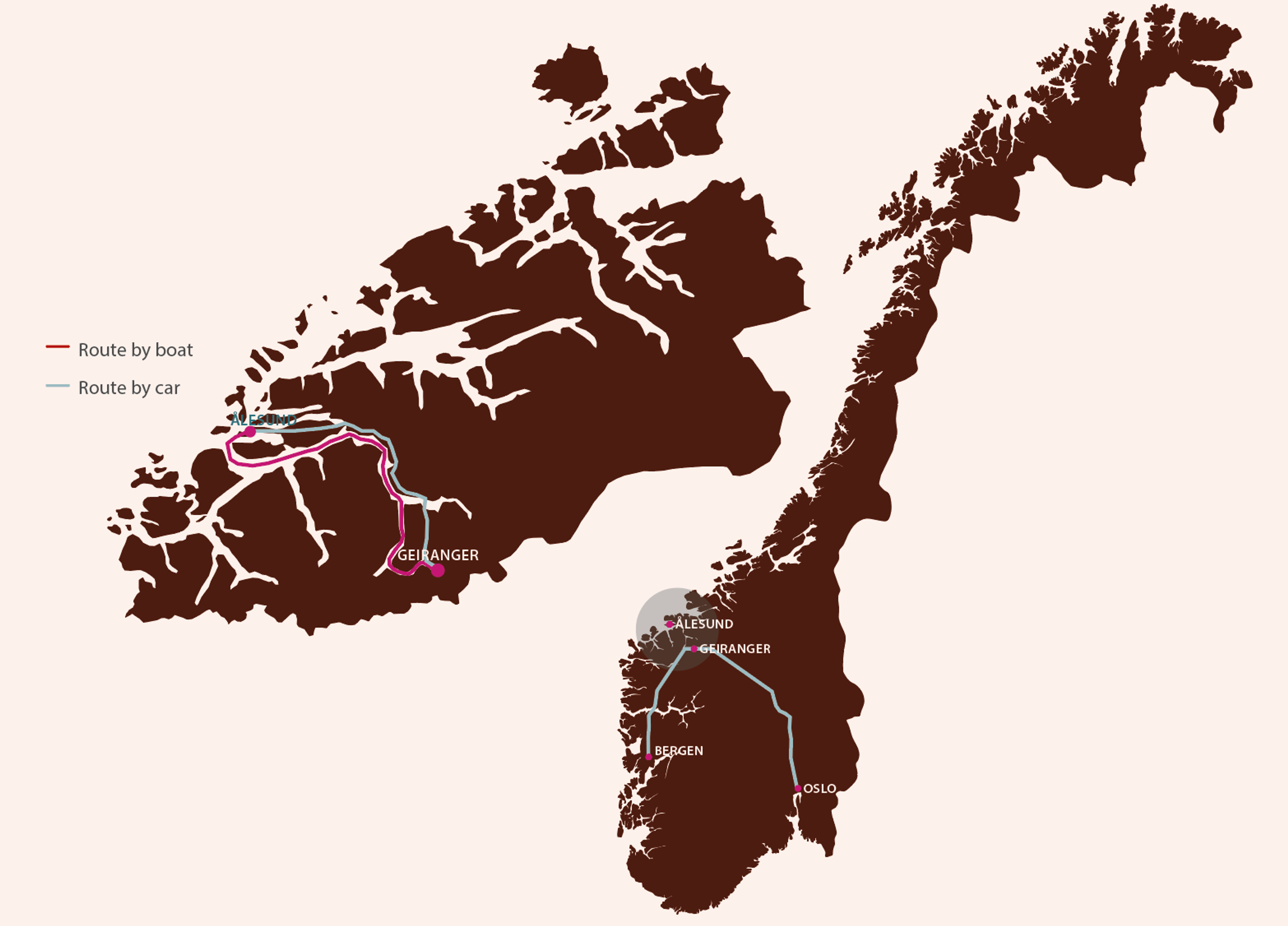Geiranger kan nåast heile året. 