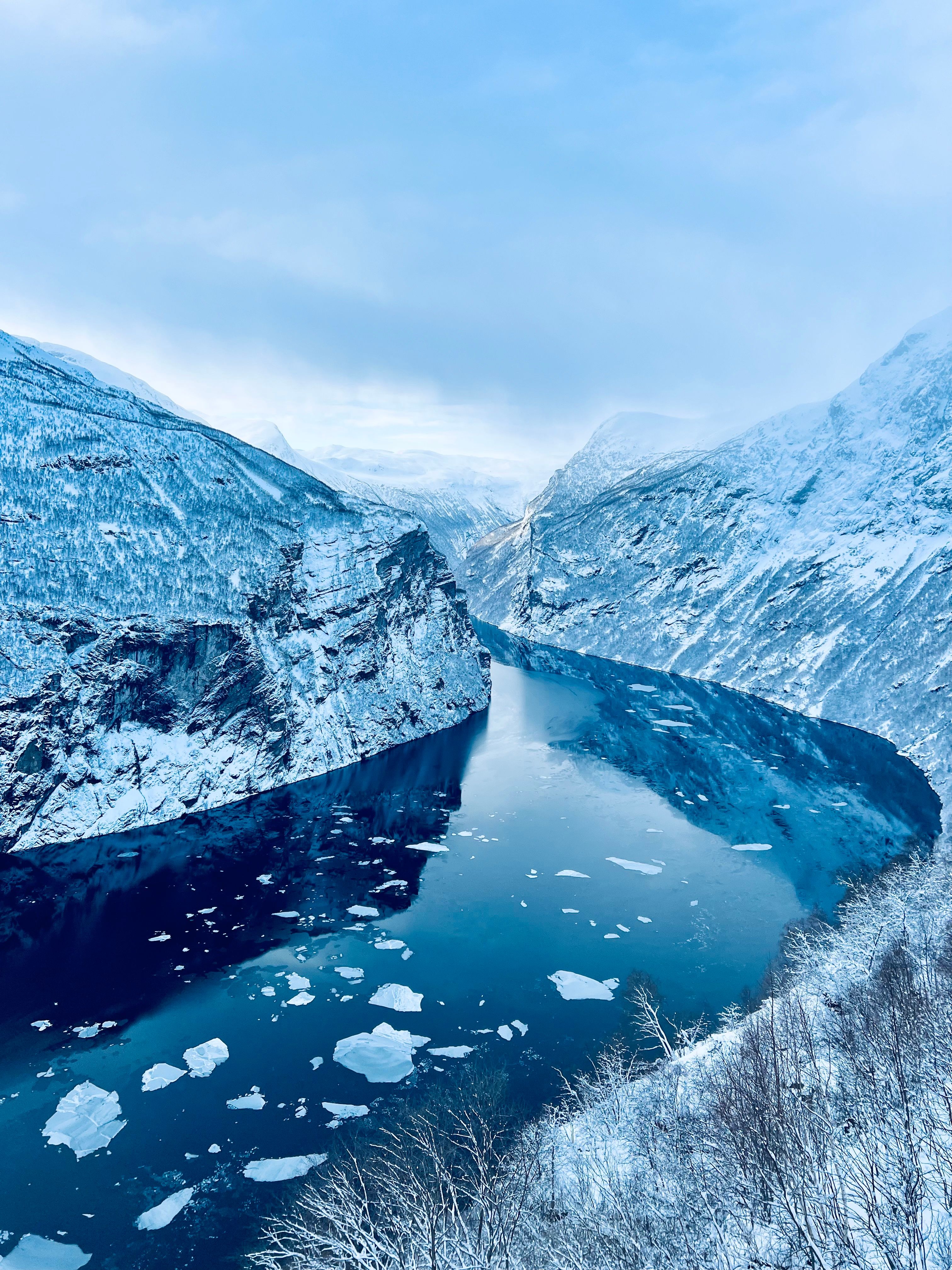 Geiranger winter fjord 