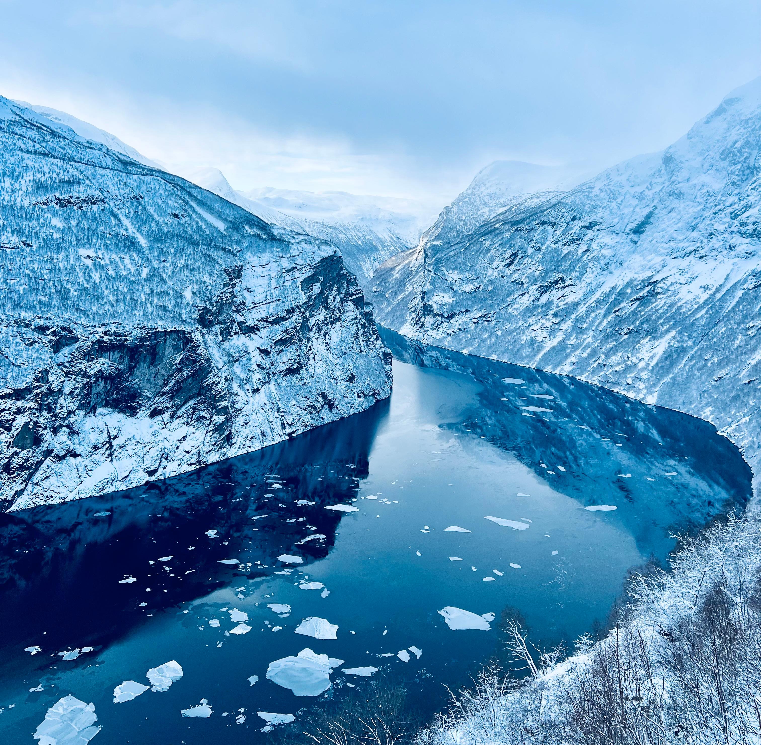 Geiranger winter fjord