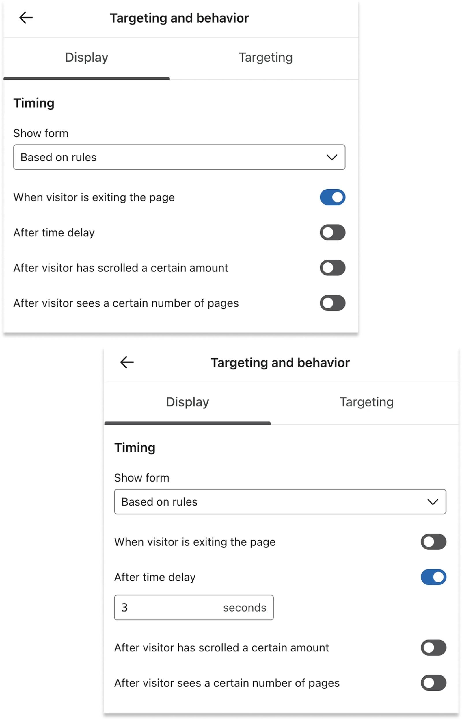 A/B testing display timing