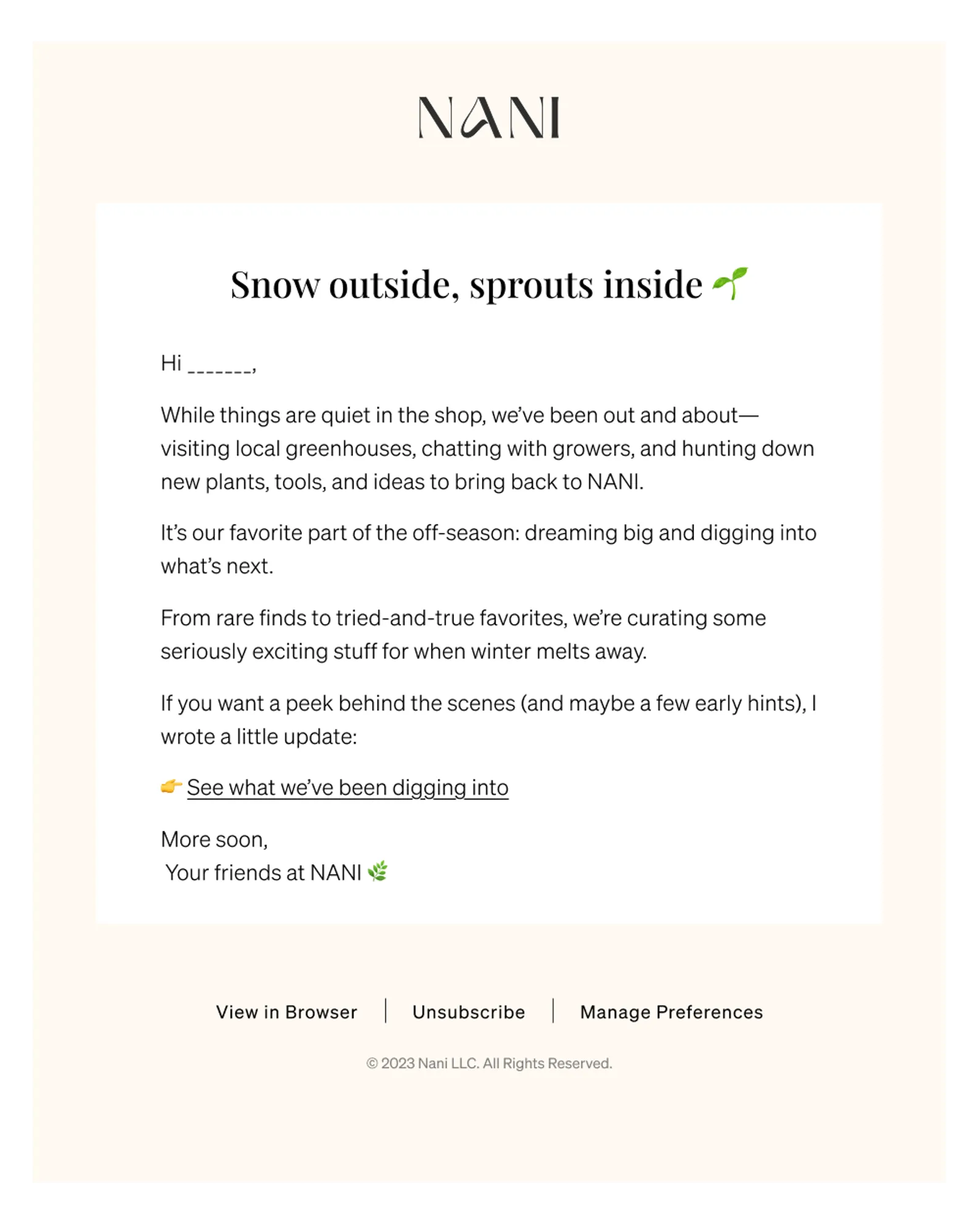 An example email from NANI.