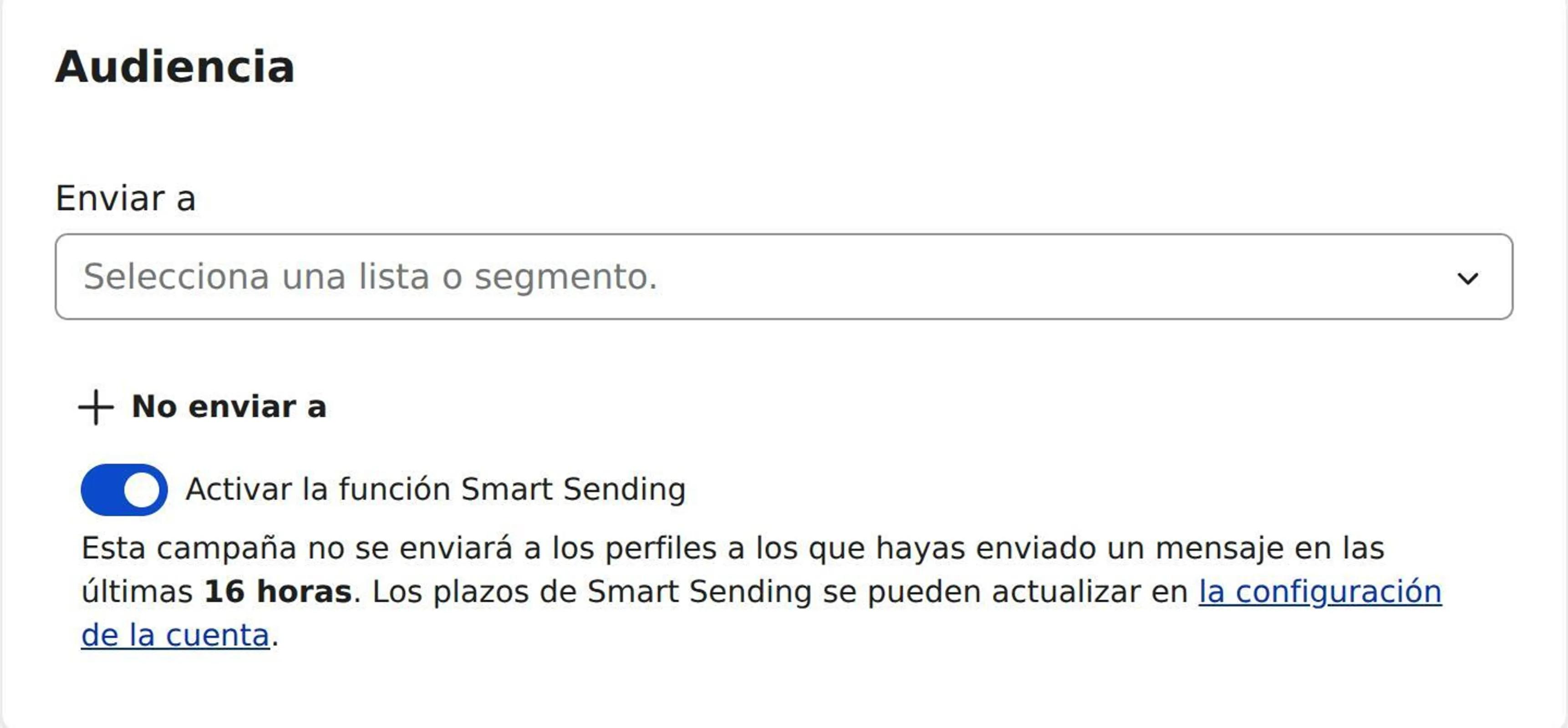 Image showing Smart sending toggled on for your campaign send.