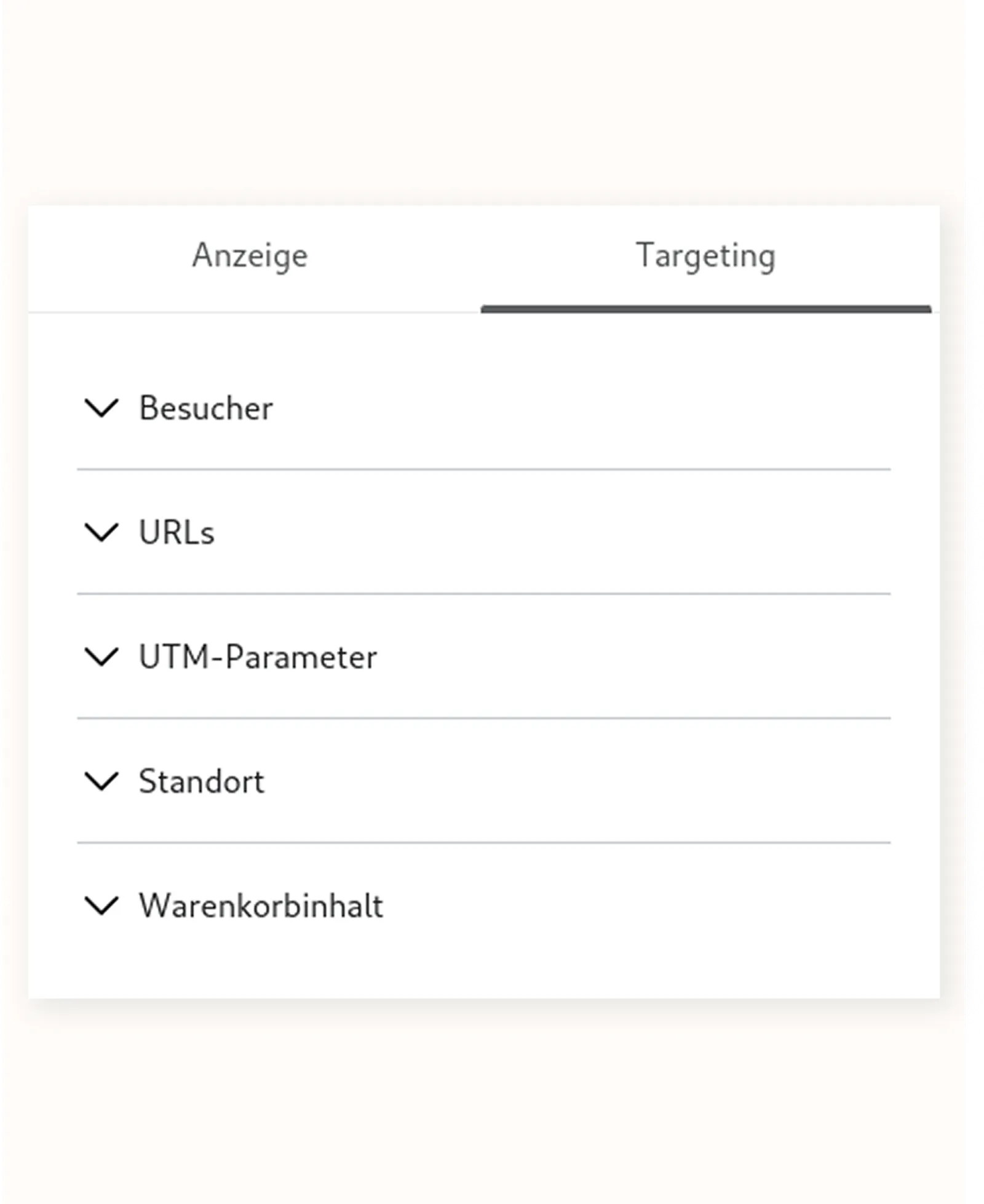 Die Registerkarte Targeting im Formulareditor