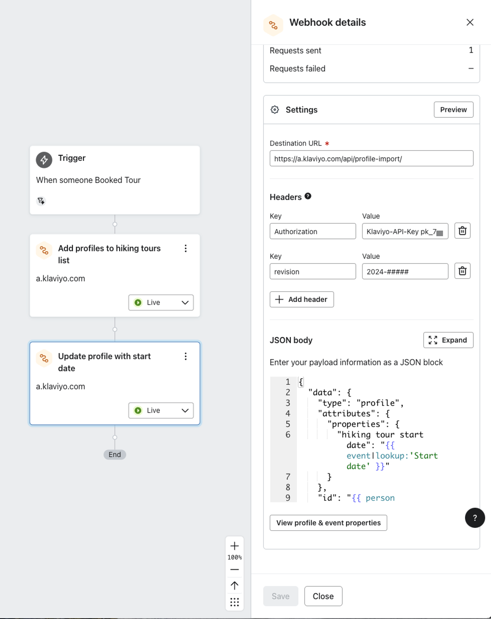 Flow containing both webhooks