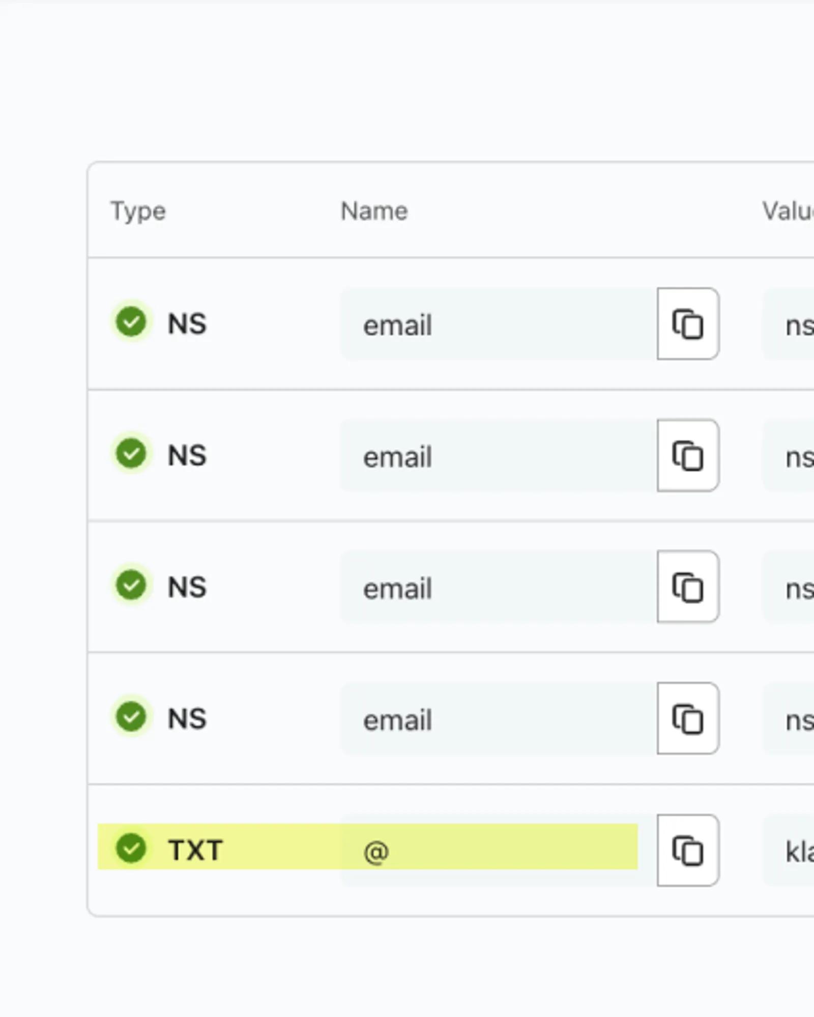 Example of a TXT record