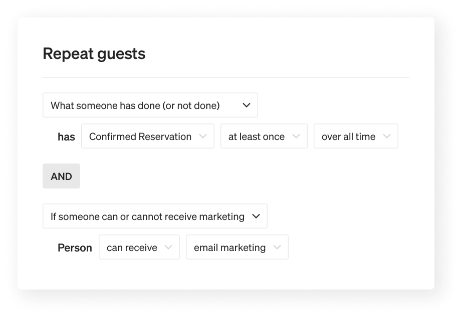 Repeat guest segment built in the segment builder