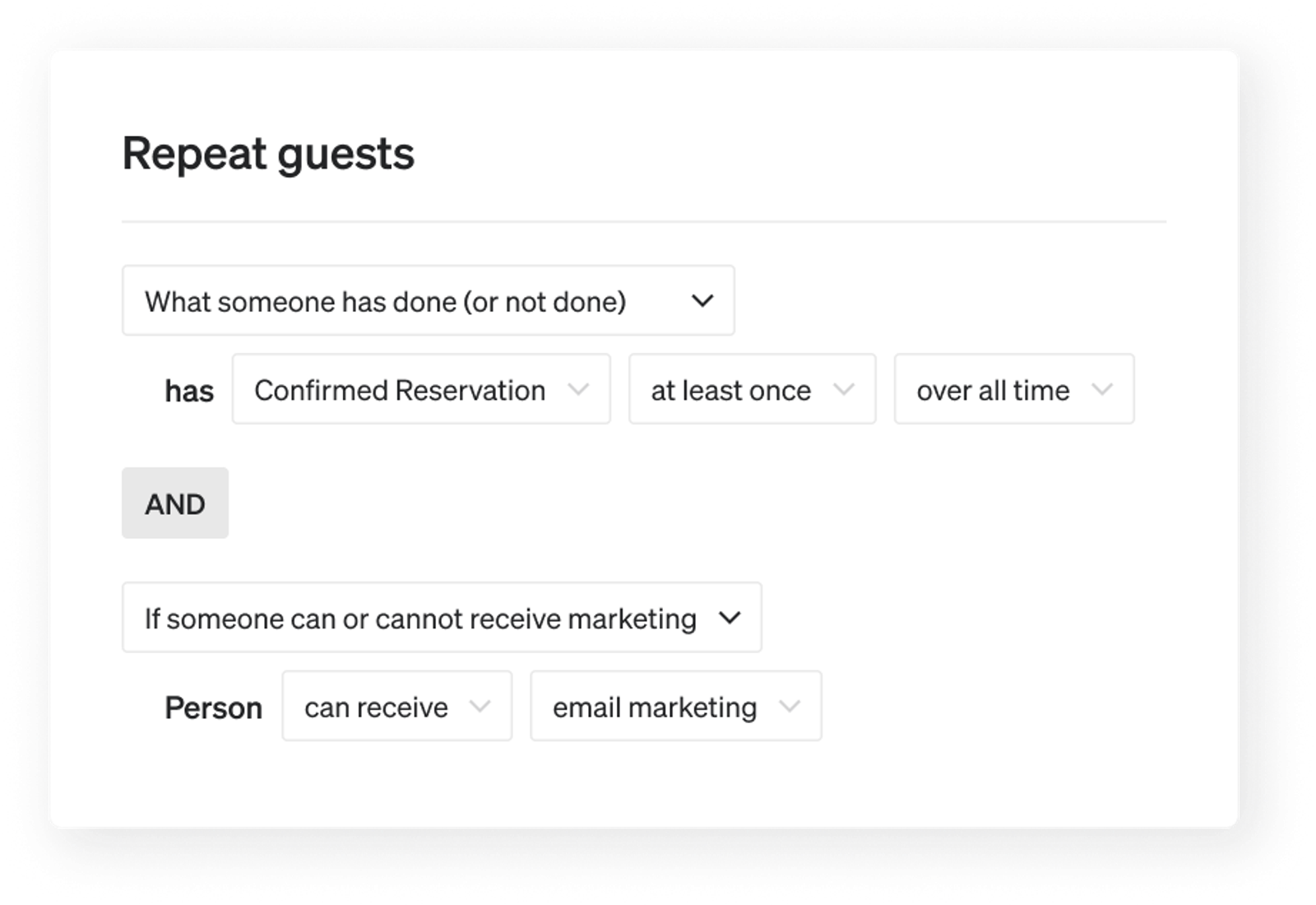 Repeat guest segment built in the segment builder