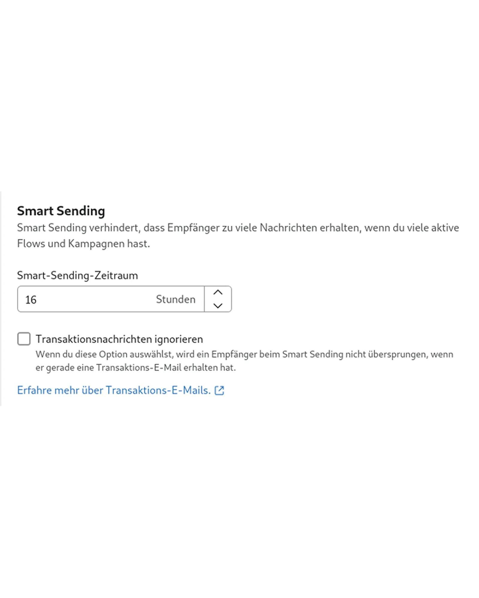 Einstellung für Smart Sending in Klaviyo