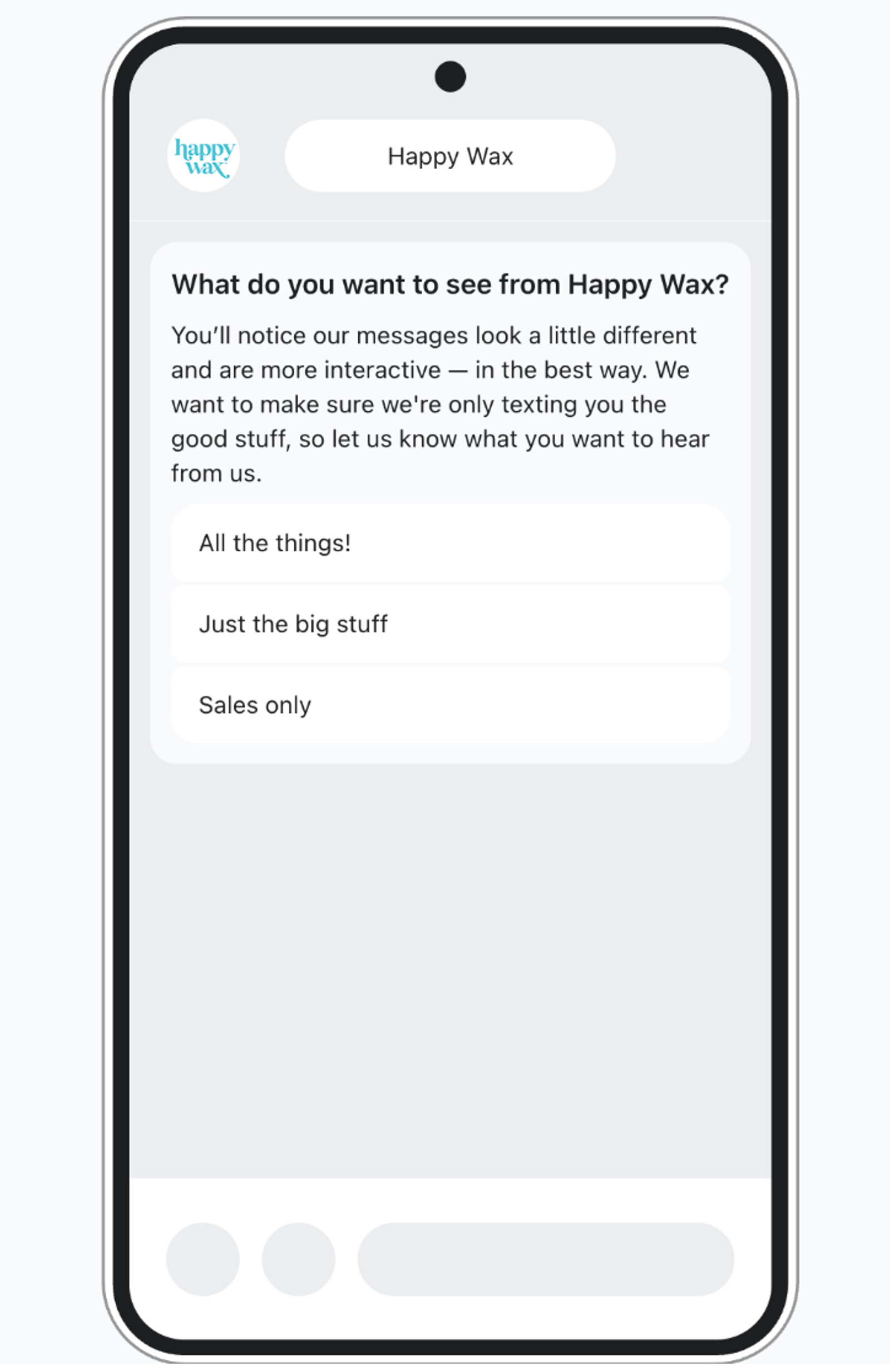 Happy Wax Self-Segmenting Poll RCS Campaign