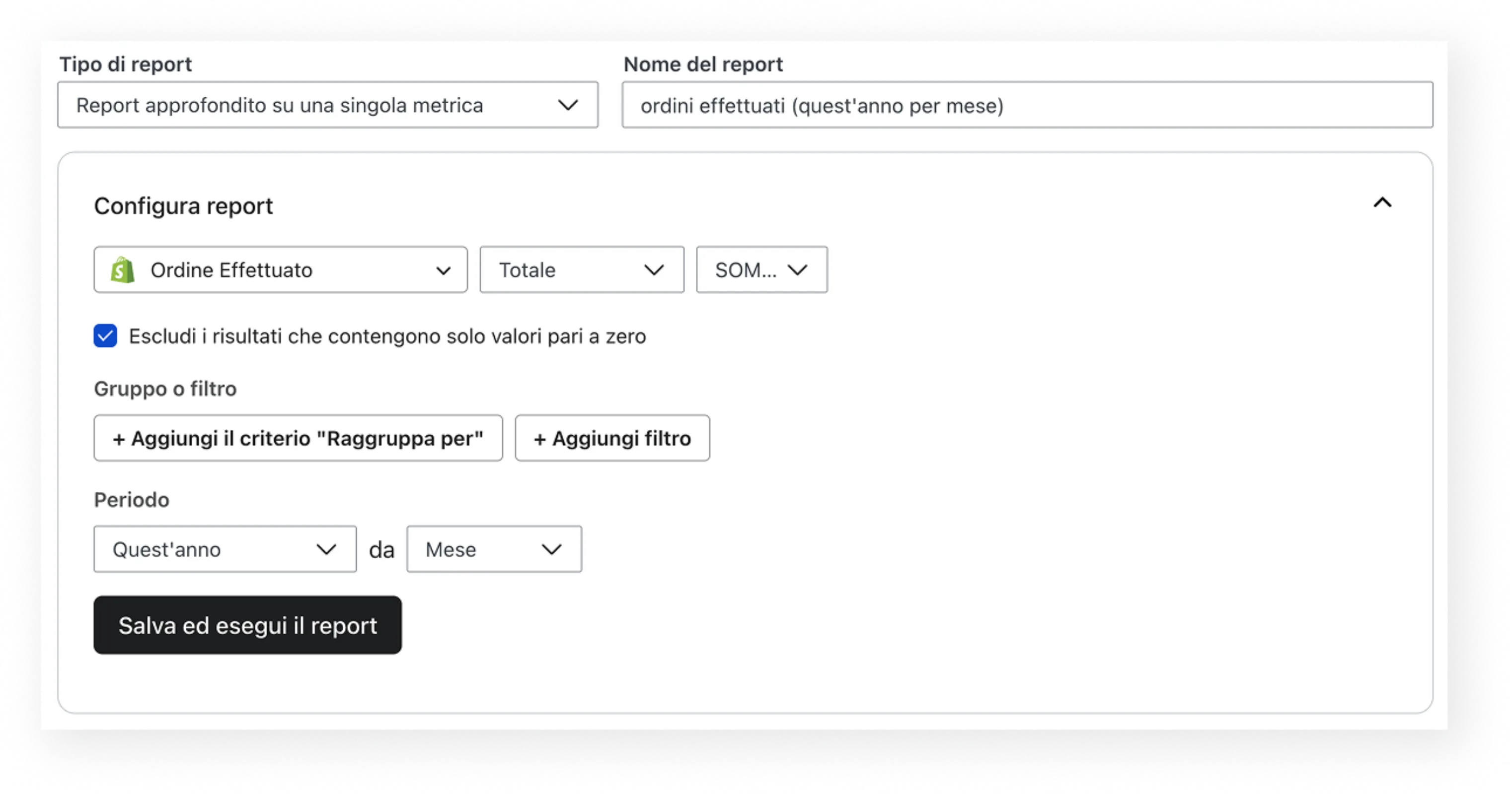Single metric deep dive that sorts Placed Order data for the year broken down by month.