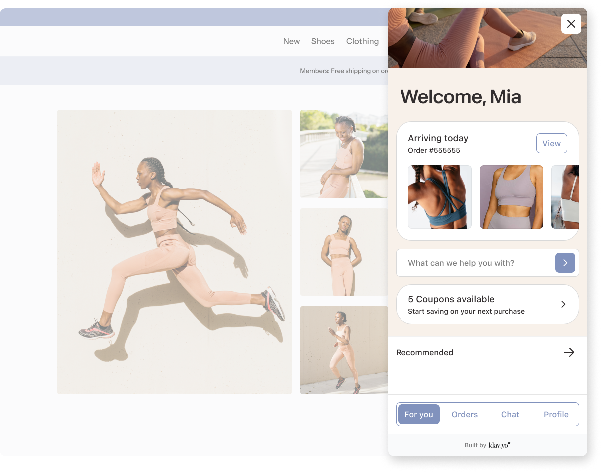 Customer Hub dashboard with embedded coupons available