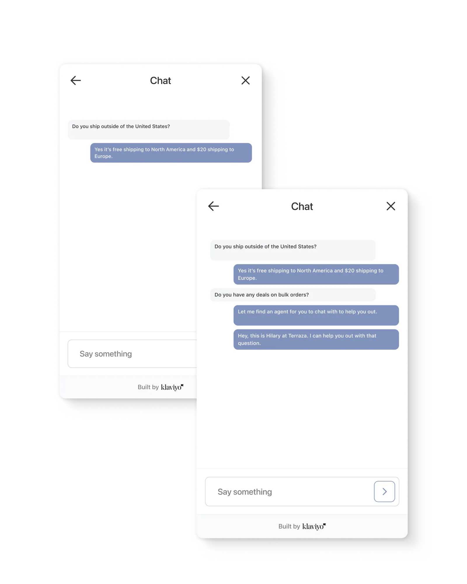 Example Web Chat conversation in Customer Hub
