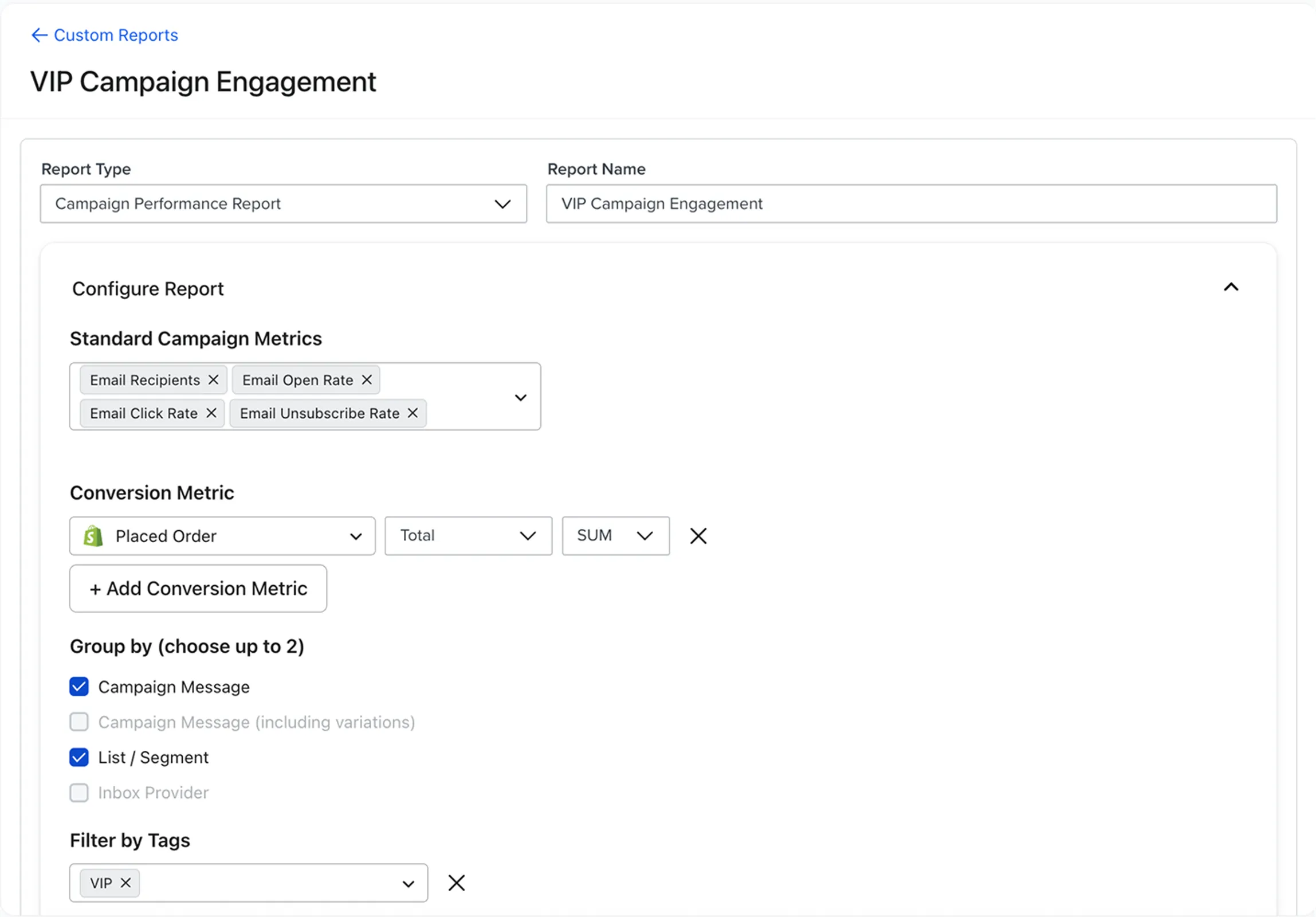 Campaign performance report