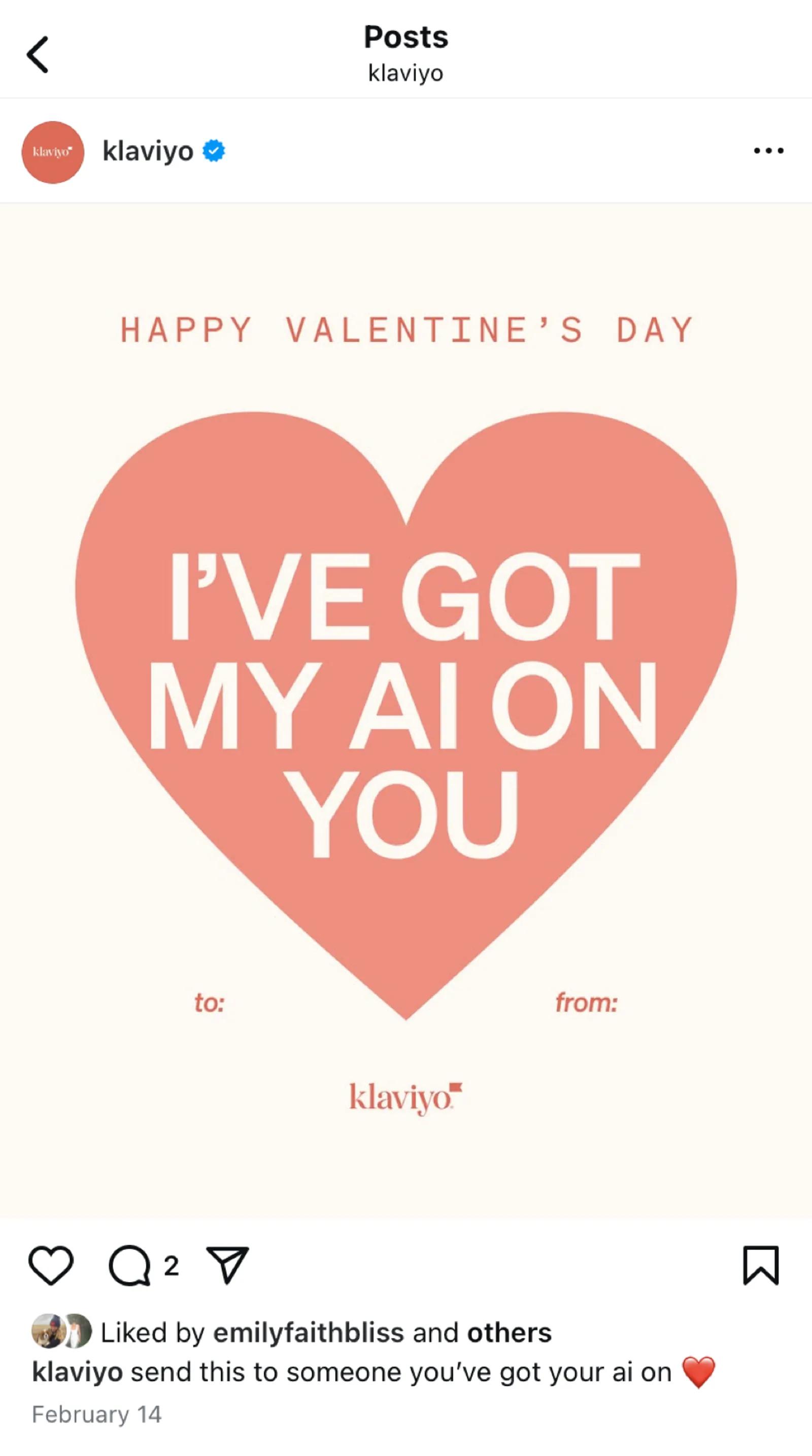 An example Instagram post from Klaviyo.