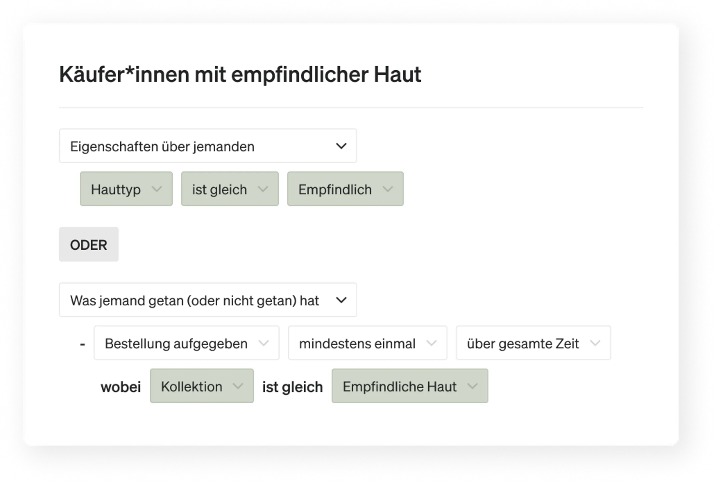 Segment von Käuferinnen mit empfindlicher Haut.