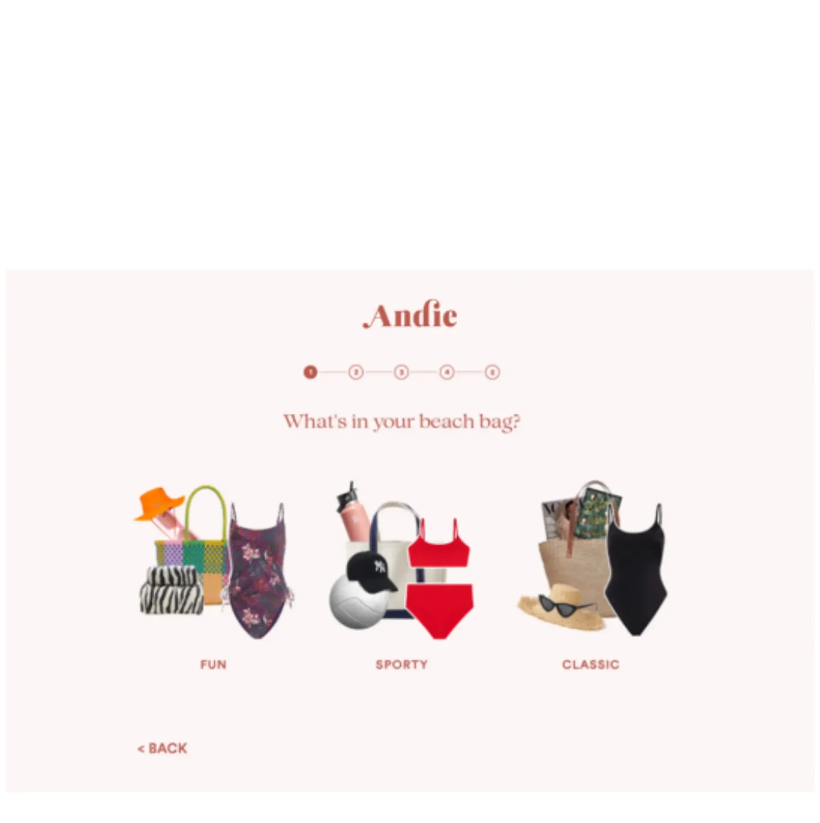 Andie Swim's guided selling quiz