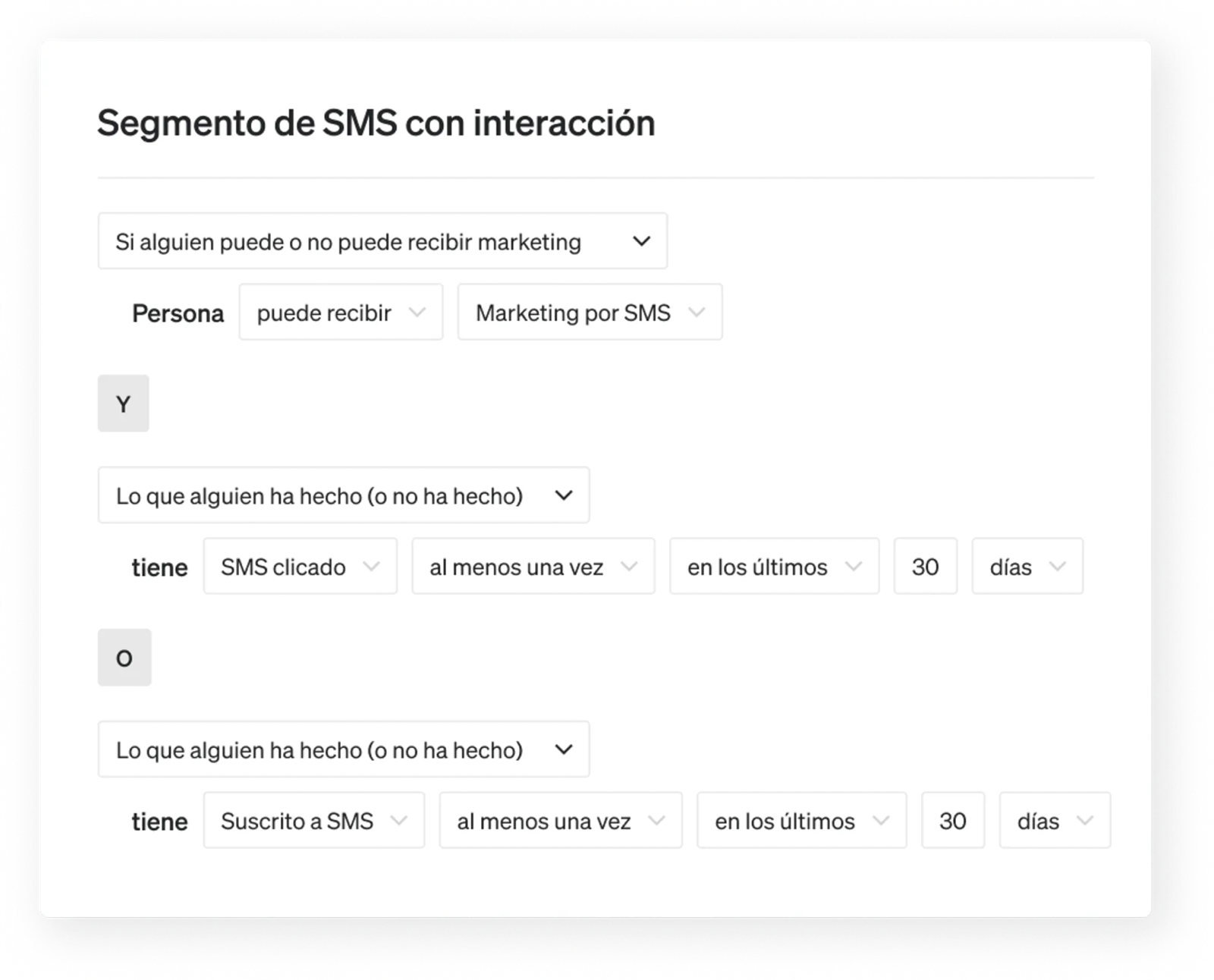 Example of a 30-day engaged SMS segment.