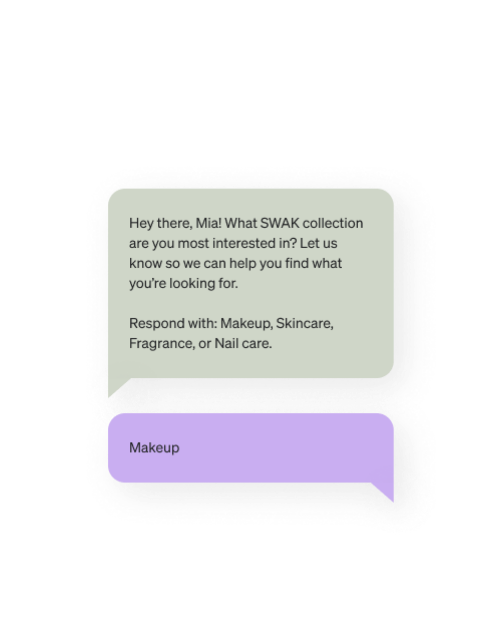 Mia responds to SWAK with "Makeup"