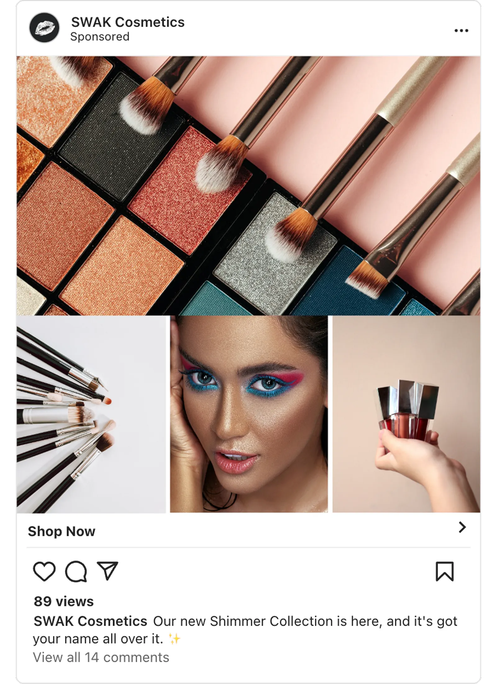 SWAK Cosmetics collection Instagram post.