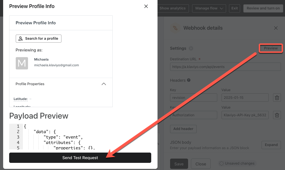 Sending a test webhook