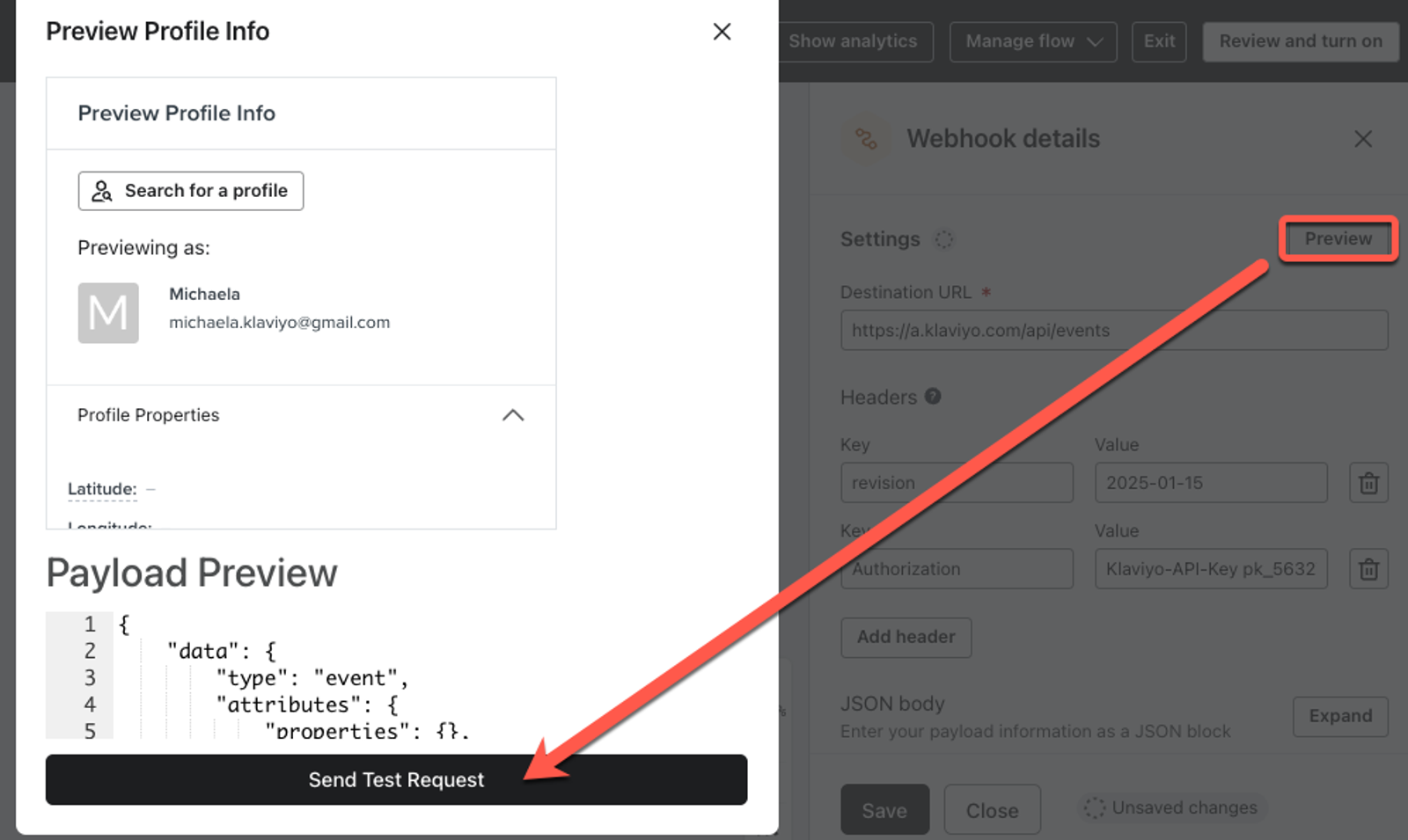Sending a test webhook