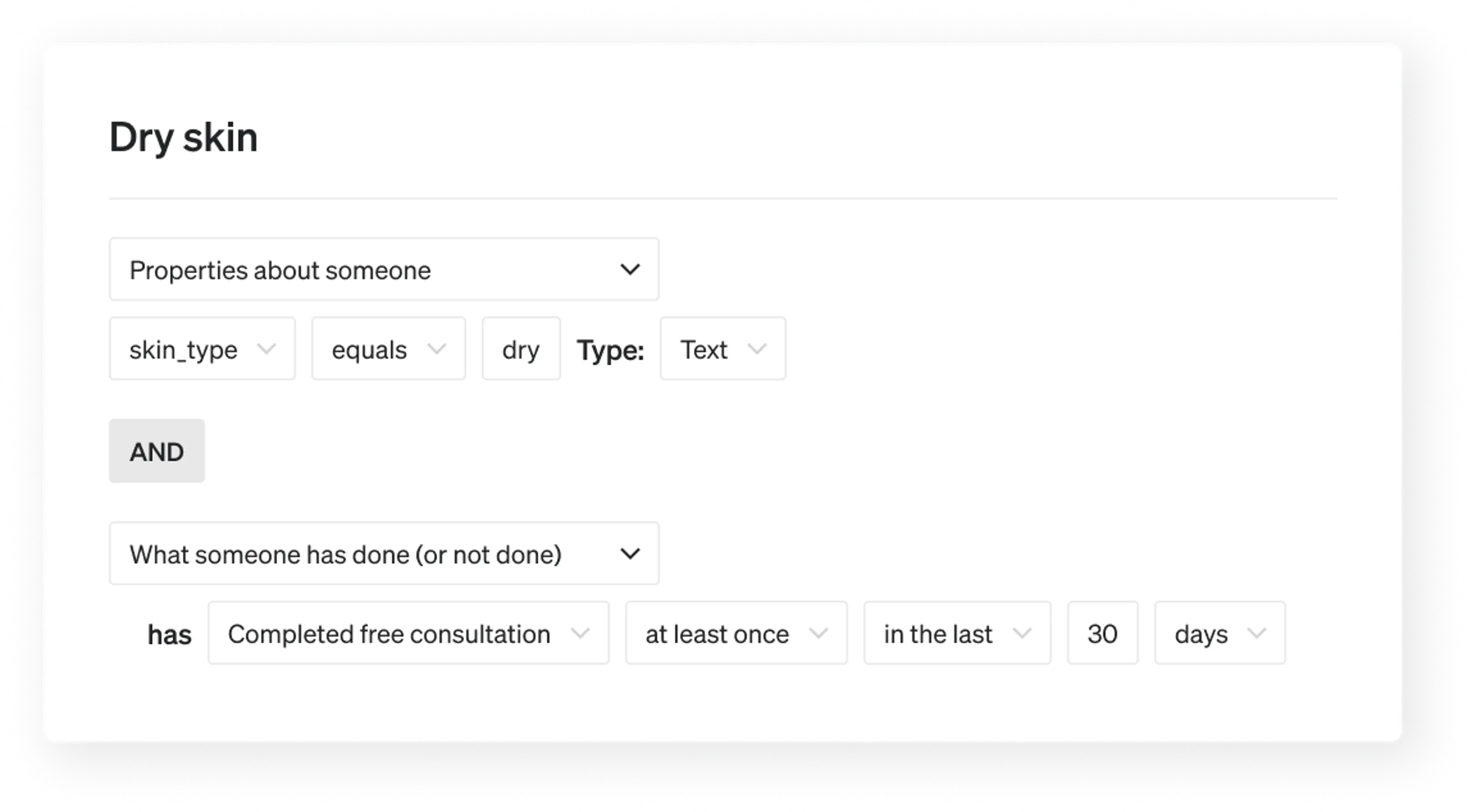 A segment of customers with dry skin