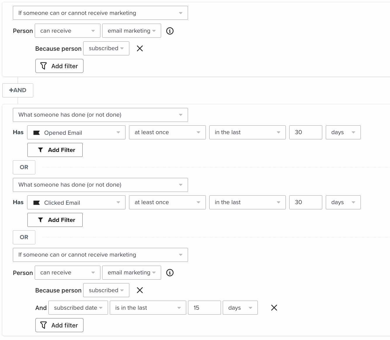 Example engaged email segment.