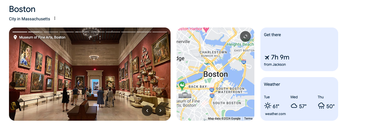 Google search results for Boston