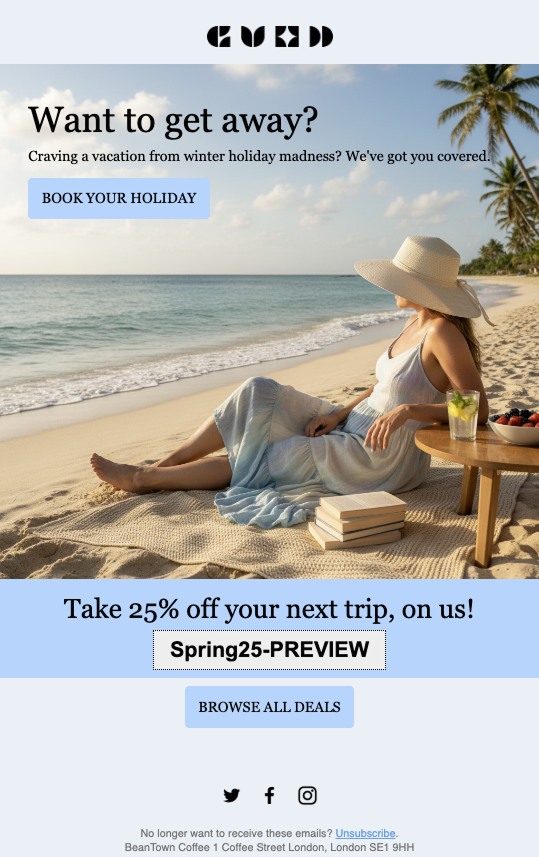 An email with an embedded coupon code