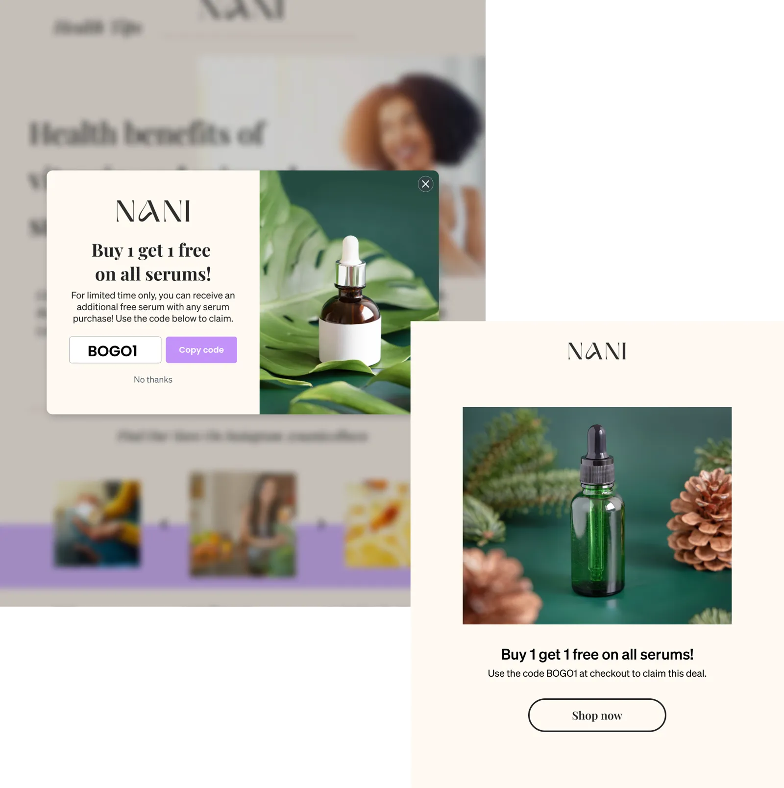 A paired form and campaign showing a bundled incentive.