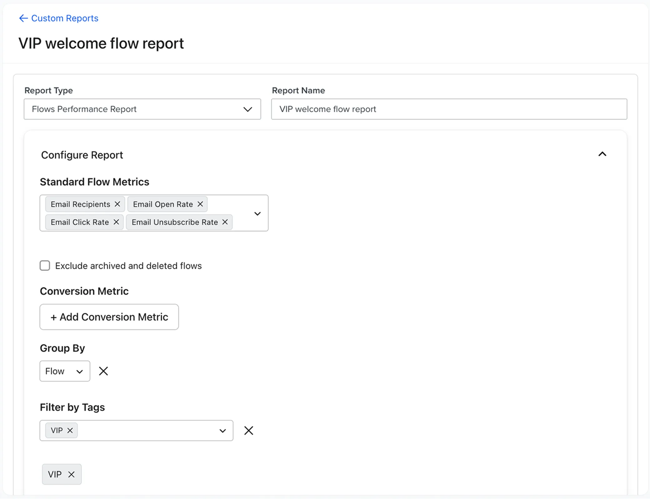 Flows performance report