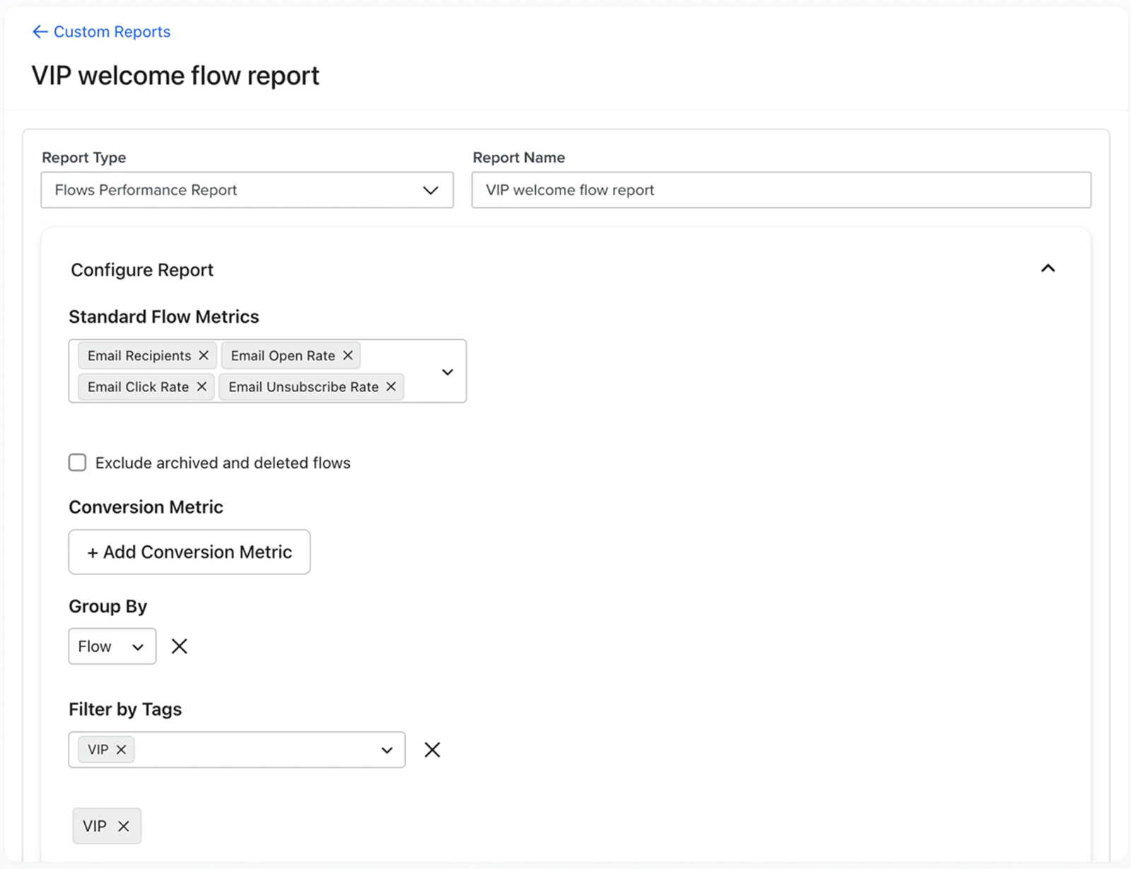 Flows performance report