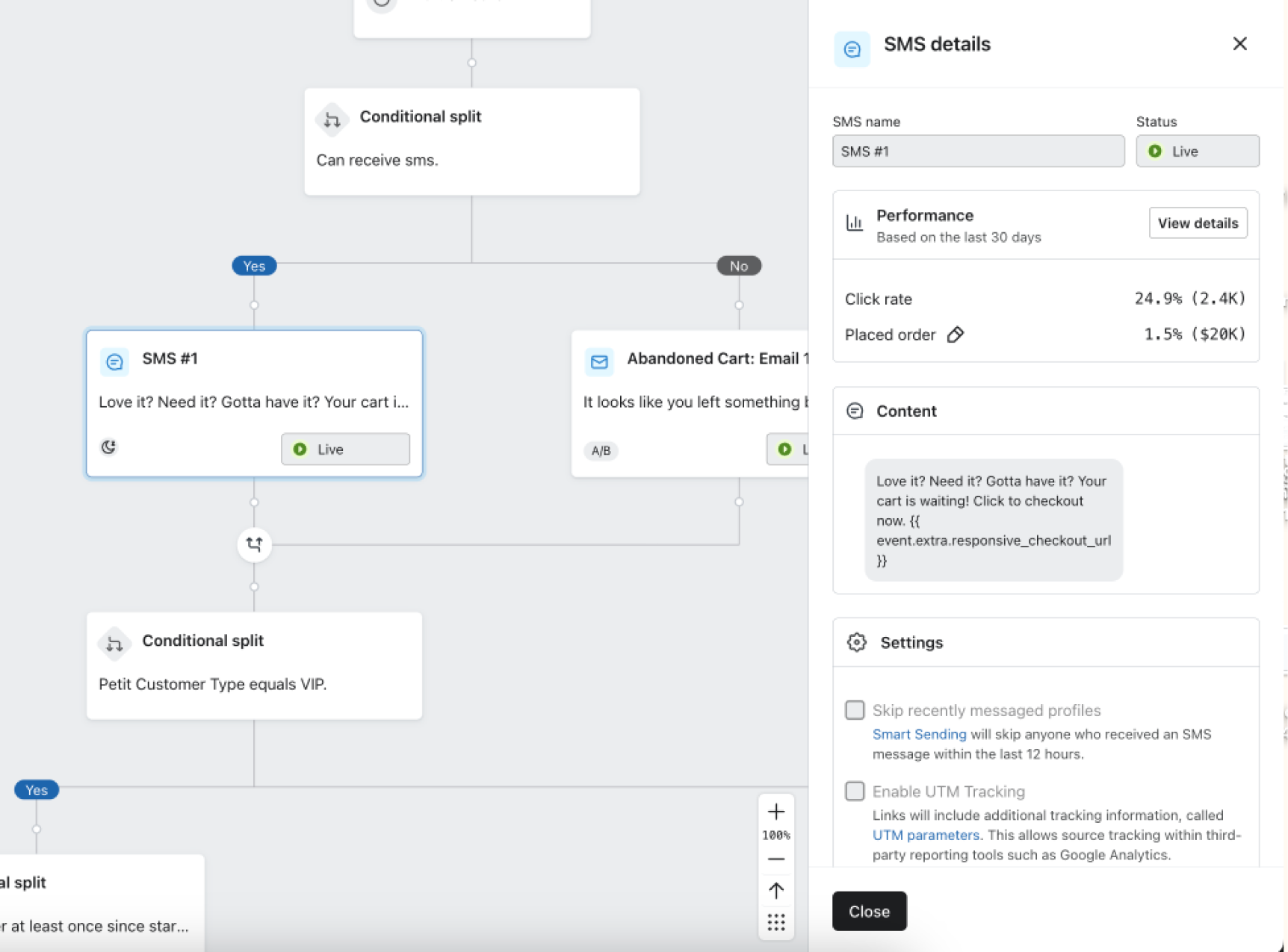 Image of the flow 30 day snapshot in Klaviyo