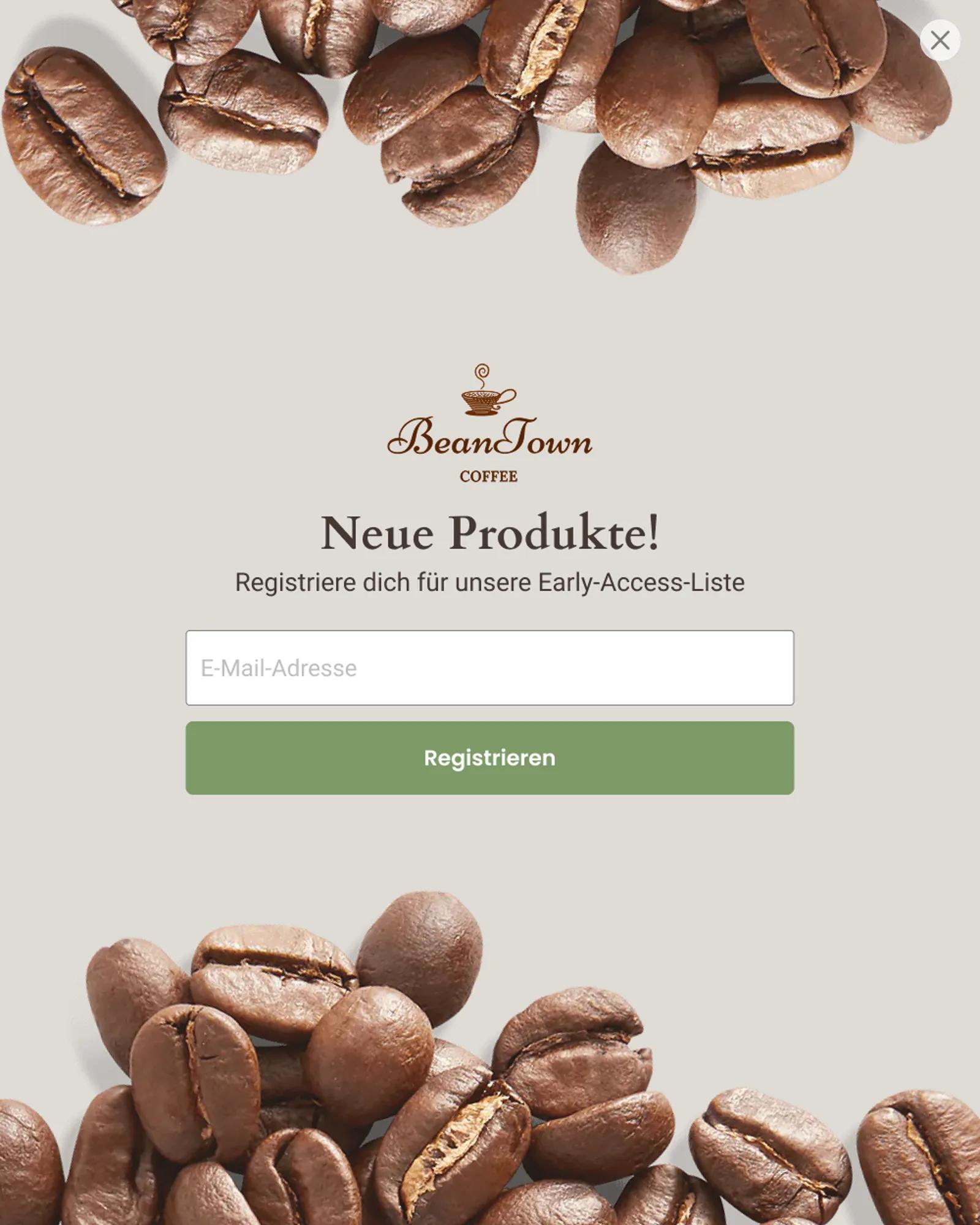 Ganzseitiges Formular, das die Aufnahme eines neuen Produkts ankündigt.