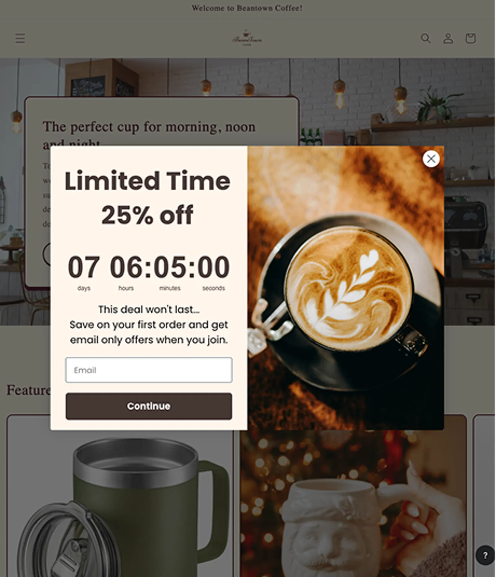 Sign-up form with a countdown timer
