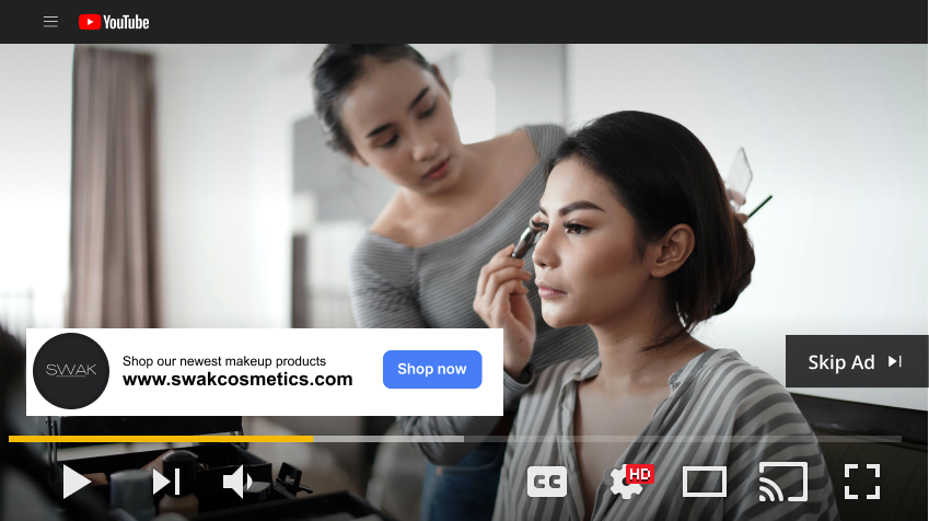 SWAK Youtube ad which appears at the beginning of a Youtube video.