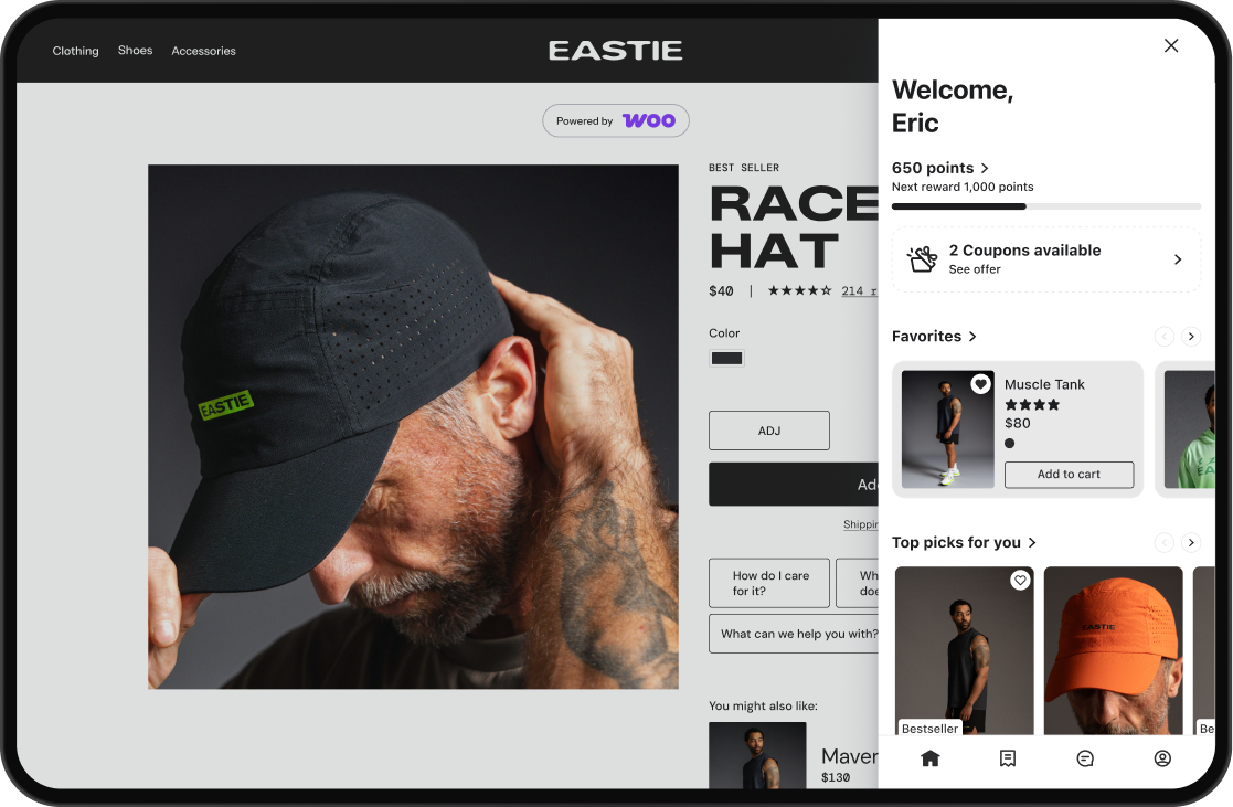 Customer Hub on the Eastie website