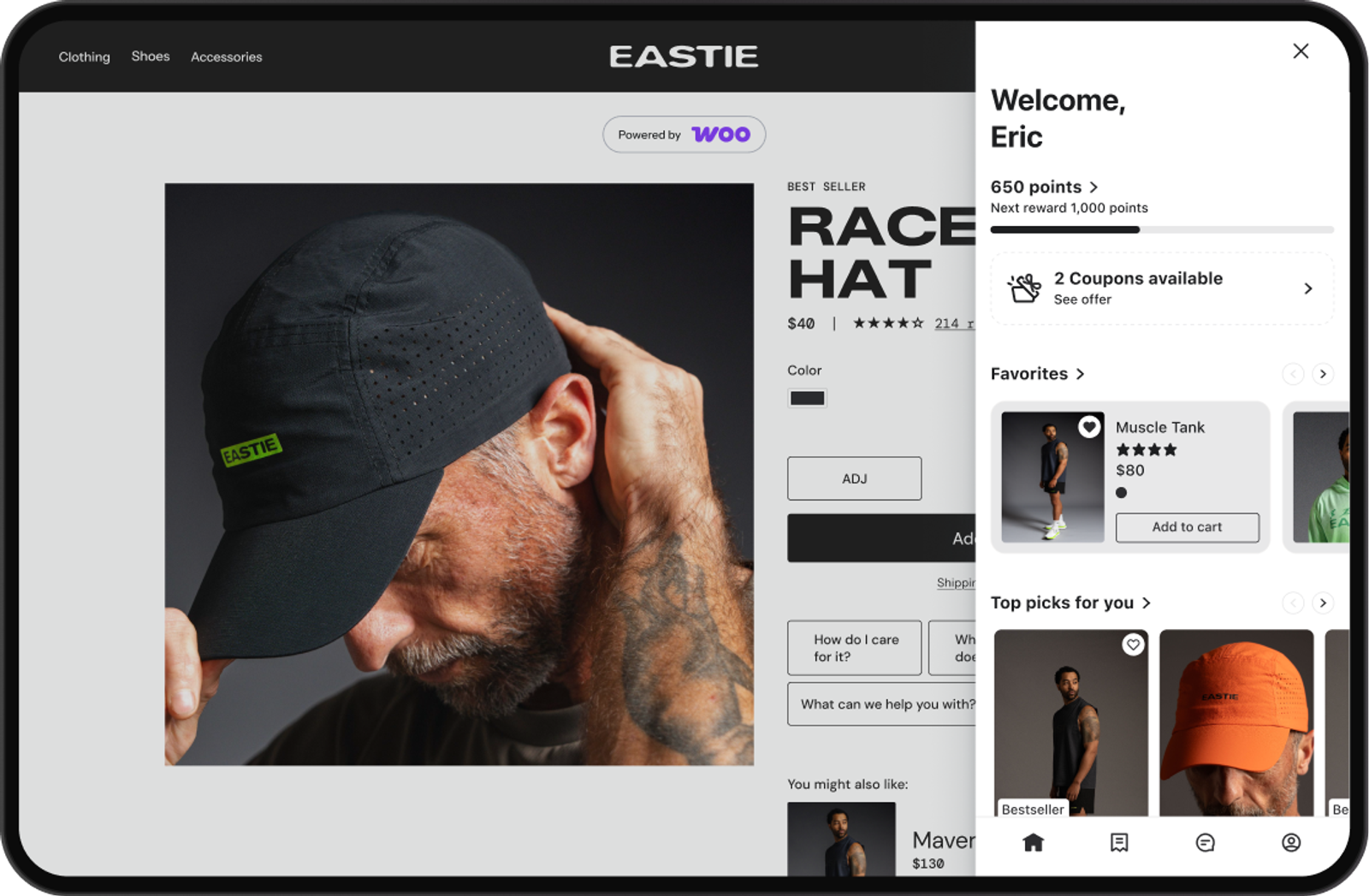 Customer Hub on the Eastie website