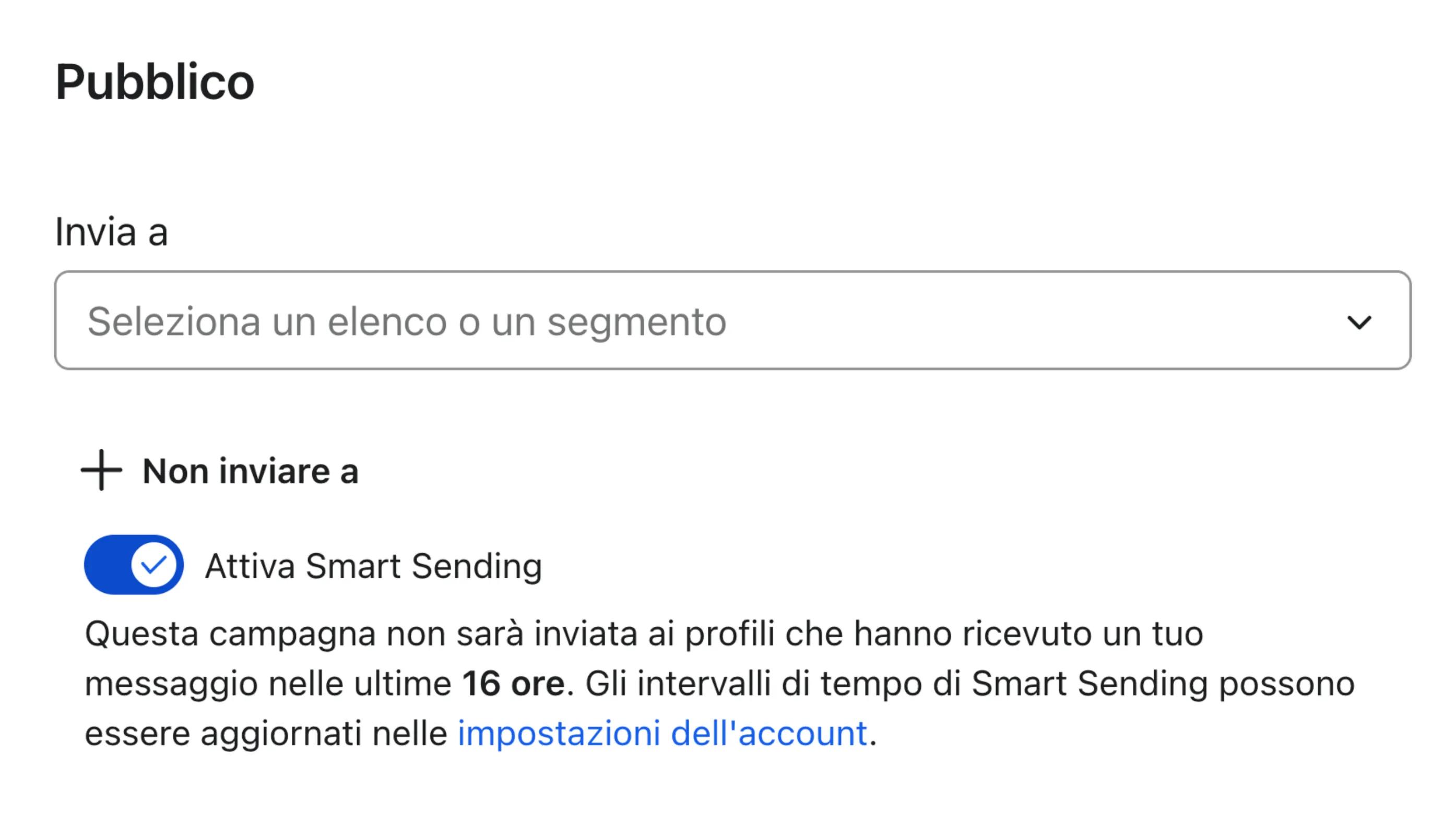 Image showing Smart sending toggled on for your campaign send.