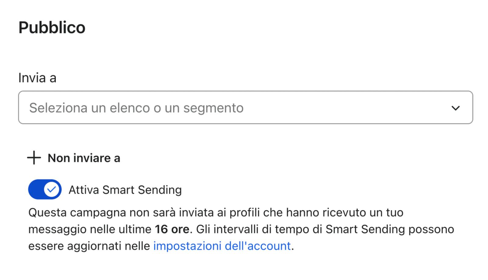 Image showing Smart sending toggled on for your campaign send.