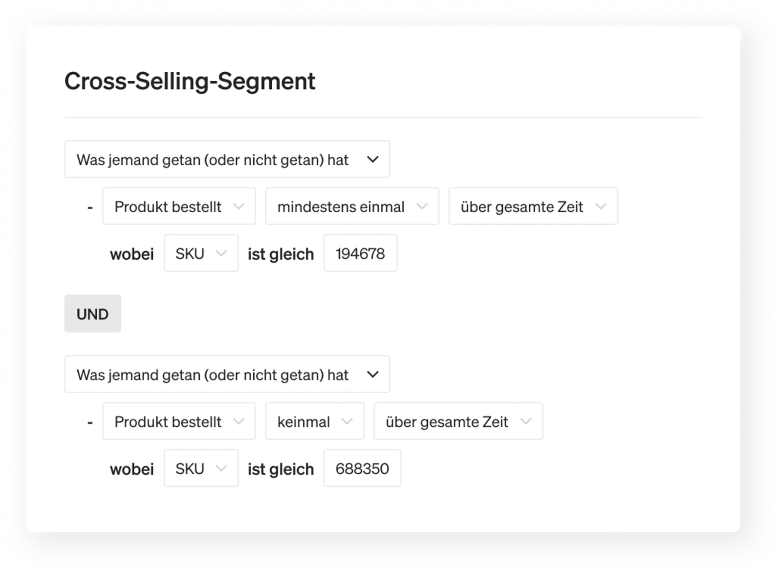Cross-Selling-Segmenteinstellungen