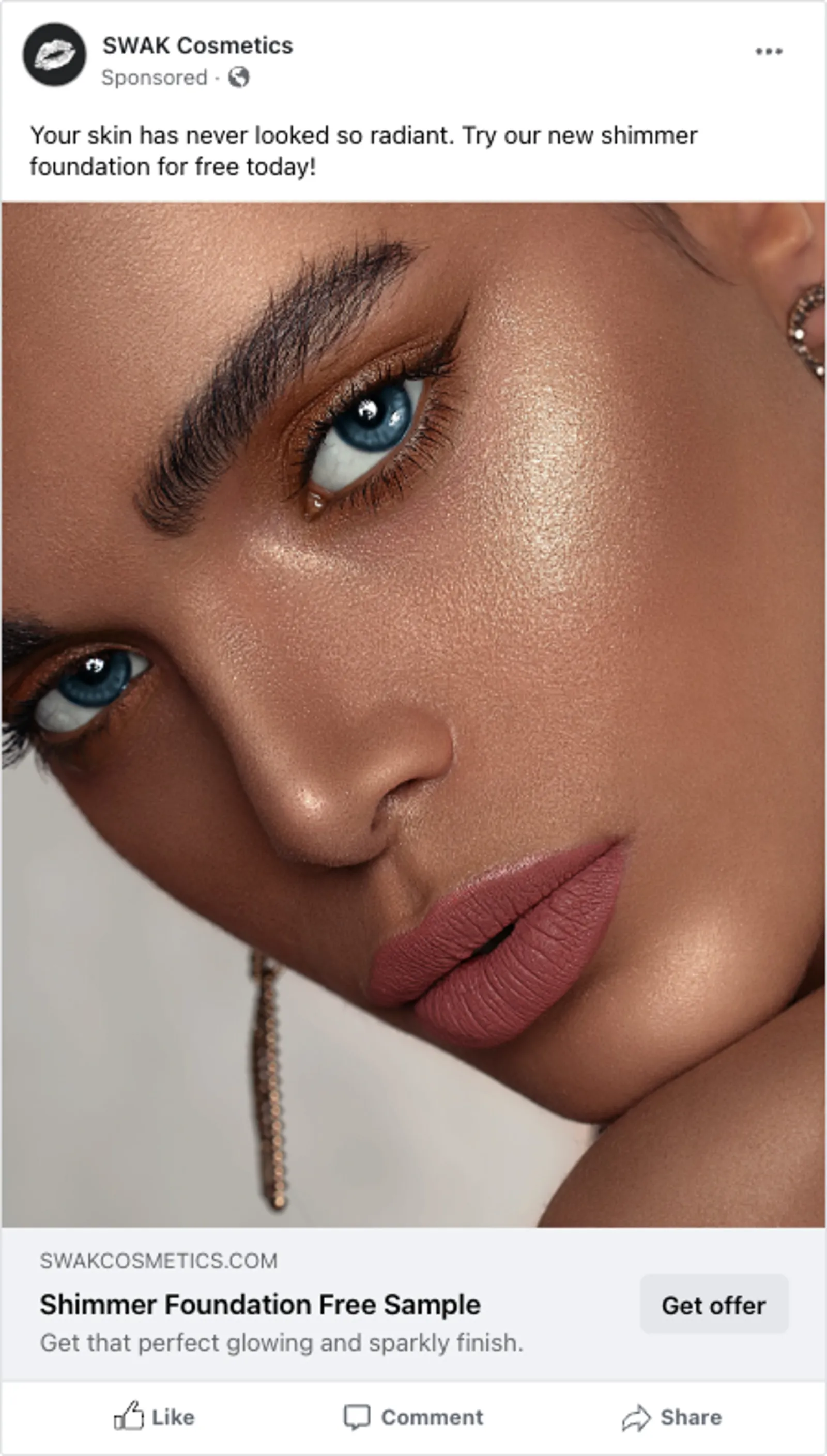SWAK Cosmetics Facebook ad.