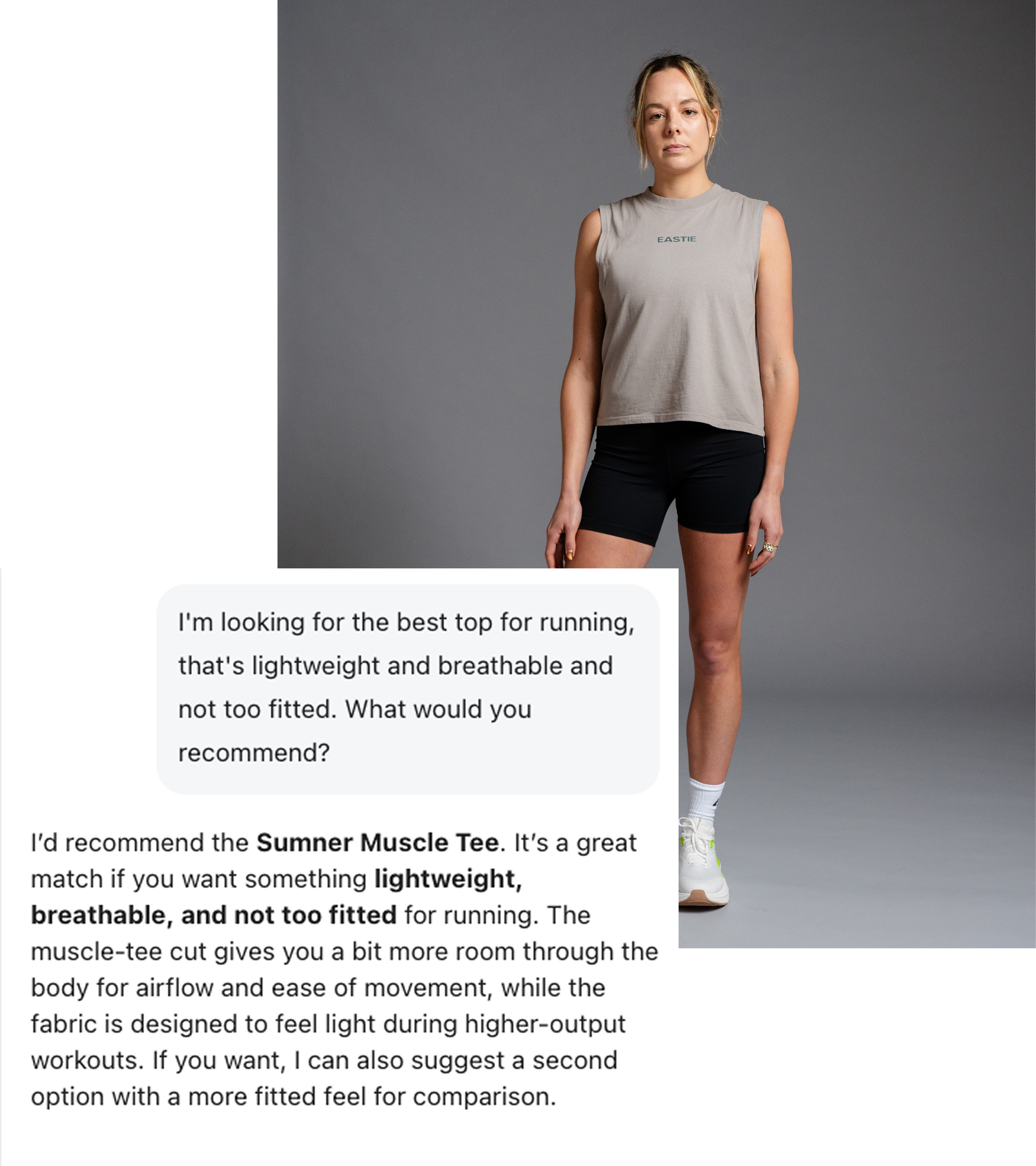Customer Agent uses the fit and style finder custom skill to provide a recommendation to a customer.