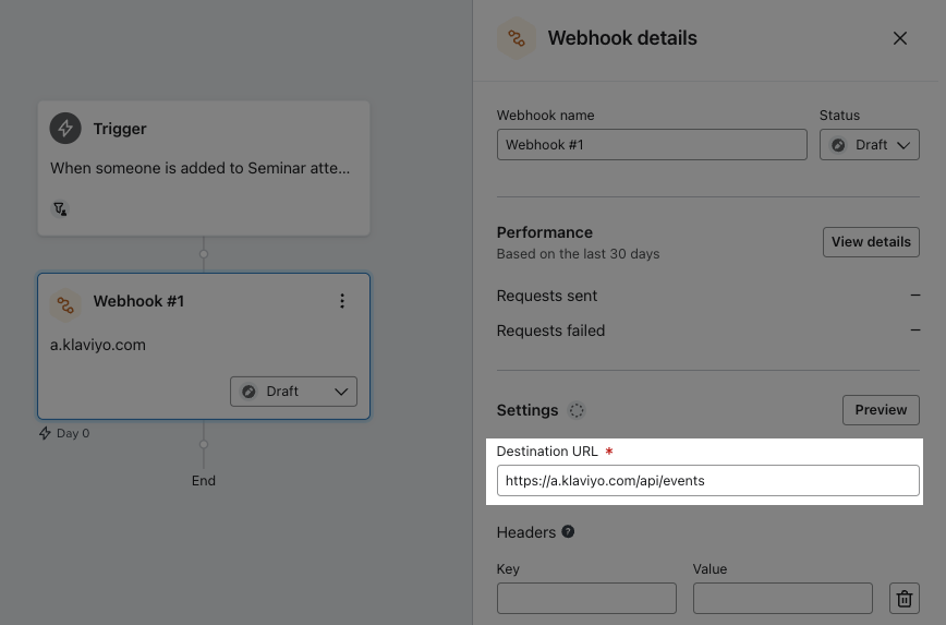 Configuring webhook destination URL