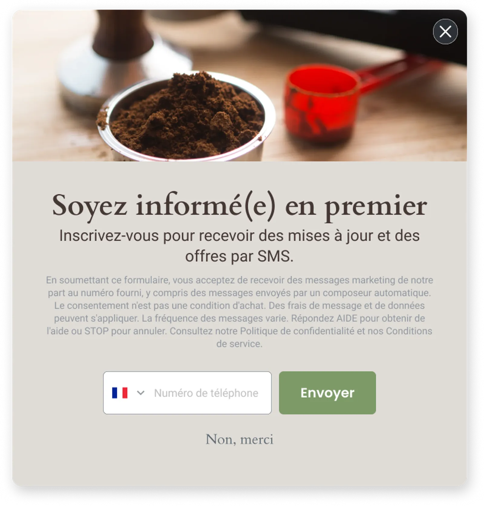 Formulaire d'inscription par SMS