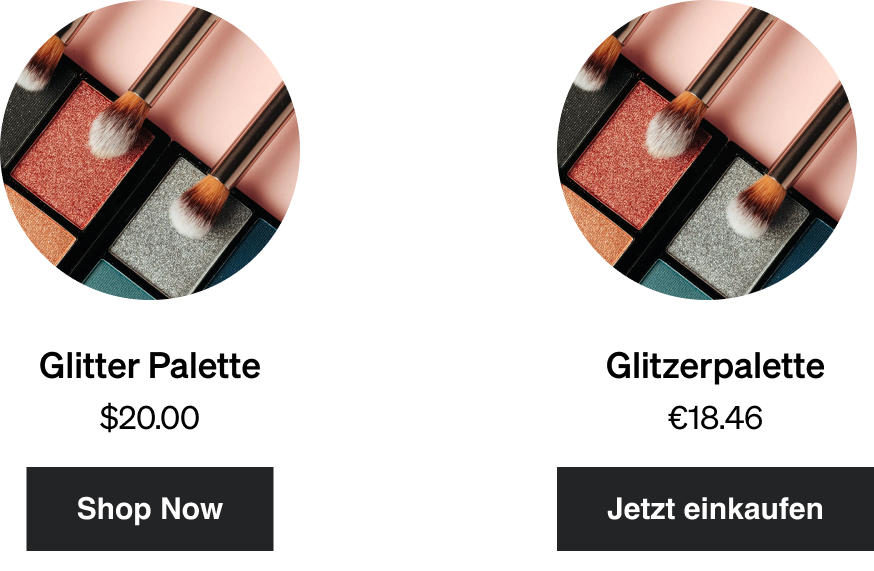 Makeup palette in German and English